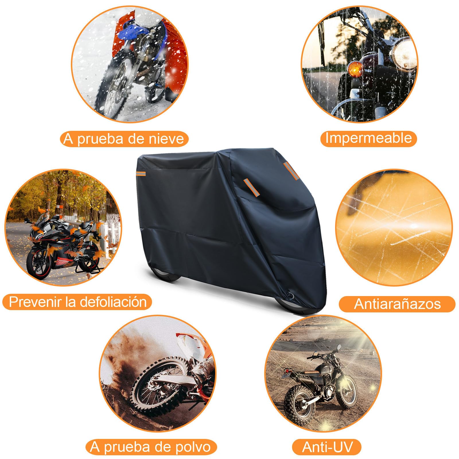 Funda para Moto 125 Exterior Impermeable, Protector Cubierta Scooter, 210D Funda Cubre Moto Universal para Motocicleta Scooter Vespa Grande Motocross XXL