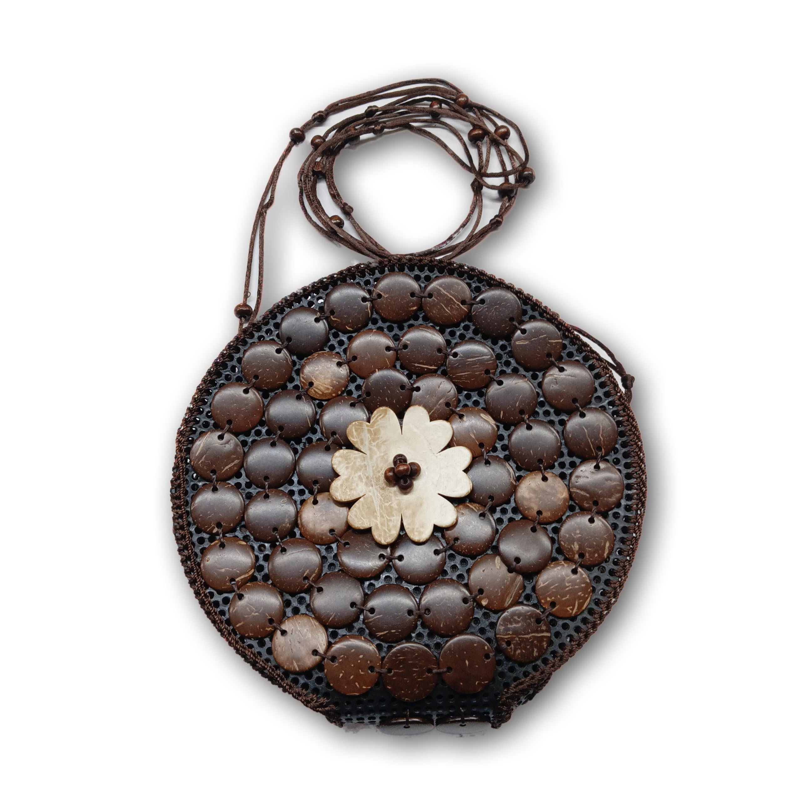 Coconut Shell Sling Bag| Round Shape | Size: 7 x 2 x 7 inches (Brown 5) (B093WPBP42) Amazon Price History, Amazon Price Tracker