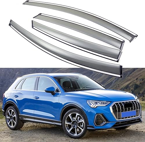 SPEEDLONG Protectores de sol y lluvia compatibles con Audi Q3 2019 2020 2021 2022 2023, viseras laterales de ventana, deflectores de ventana,