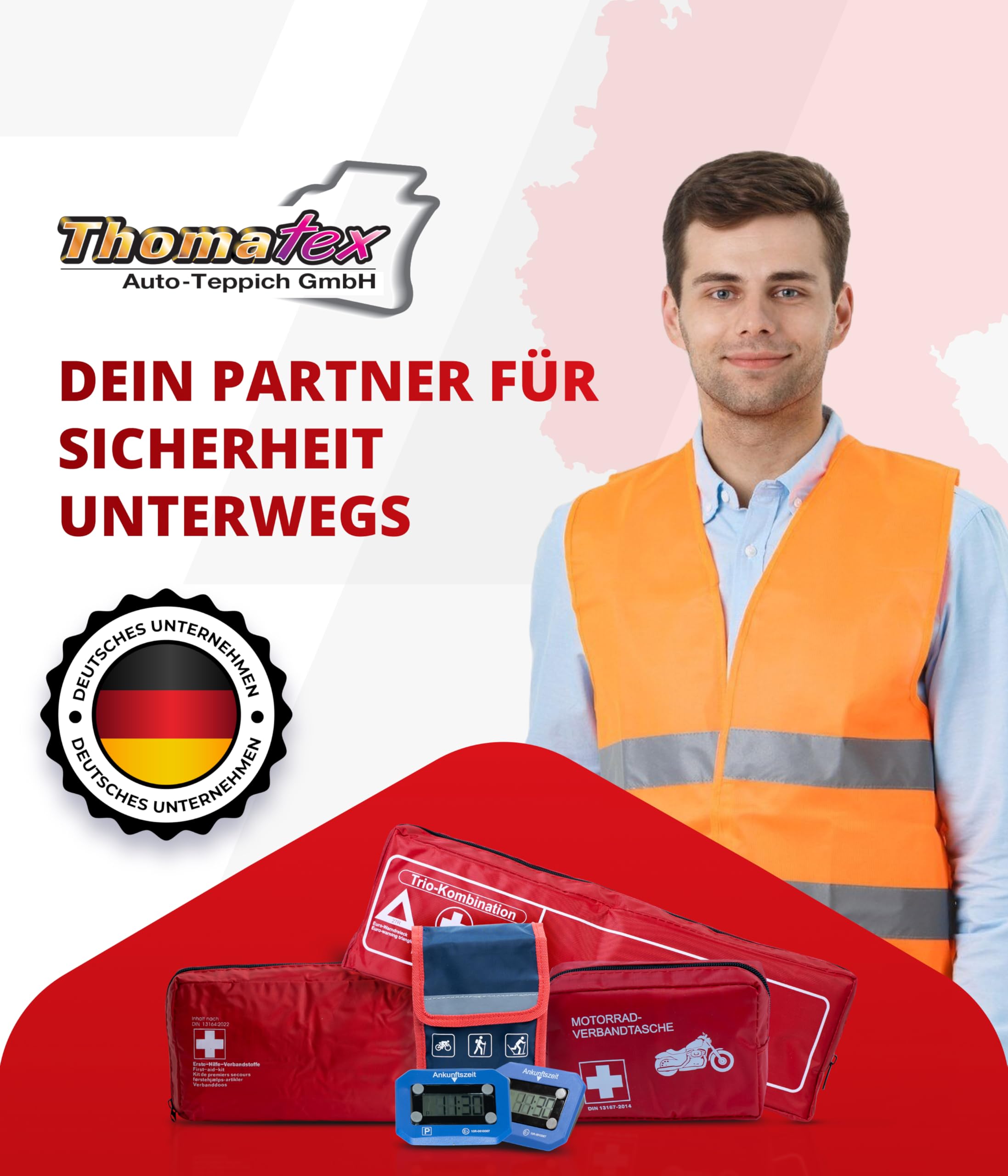Erste Hilfe Set Outdoor – Perfekt für Wandern, Radfahren & Camping – Reflektierende Verbandstasche zur Befestigung am Rucksack oder Fahrrad