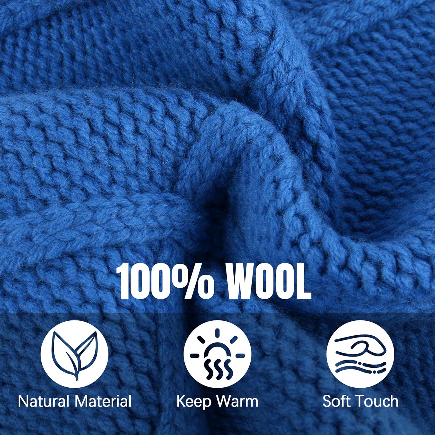 Babalet 100% Wool Scarf Women Winter Knitted Beanie Warm Cable Knit Shawl for Women with Buckle Thick Chunky Thermal Neckwear - Image 2