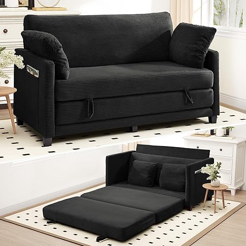 Miniatura 29 de Sofá cama convertible de 51 pulgadas, sofá cama plegable 2 en 1, sofá biplaza para espacios pequeños, con 2 cojines, para apartamento, sala de estar