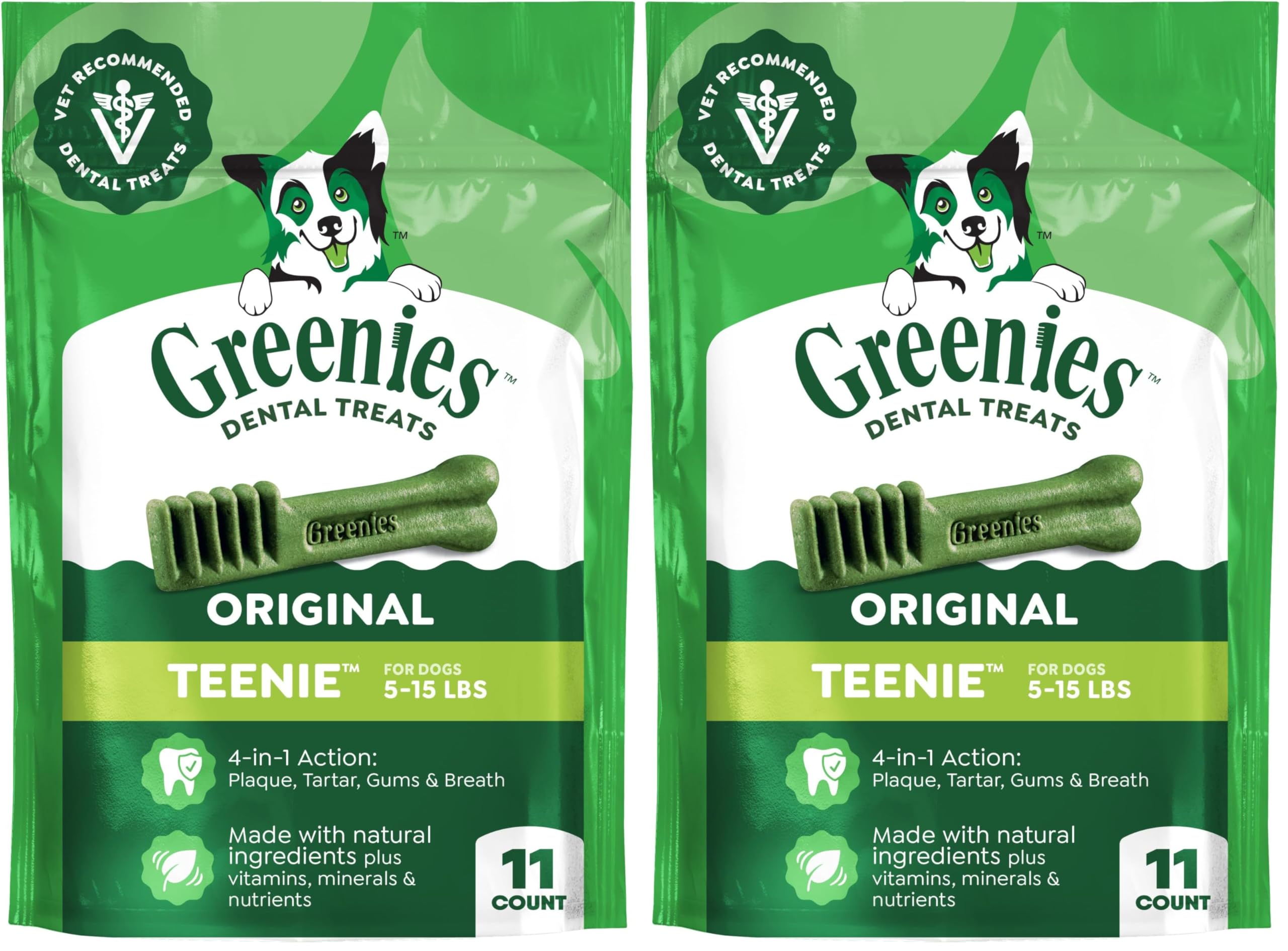 Greenies Dog Treats, Original, 3 oz. | Dental Care | Natural | Teenie Size | Pack of 2