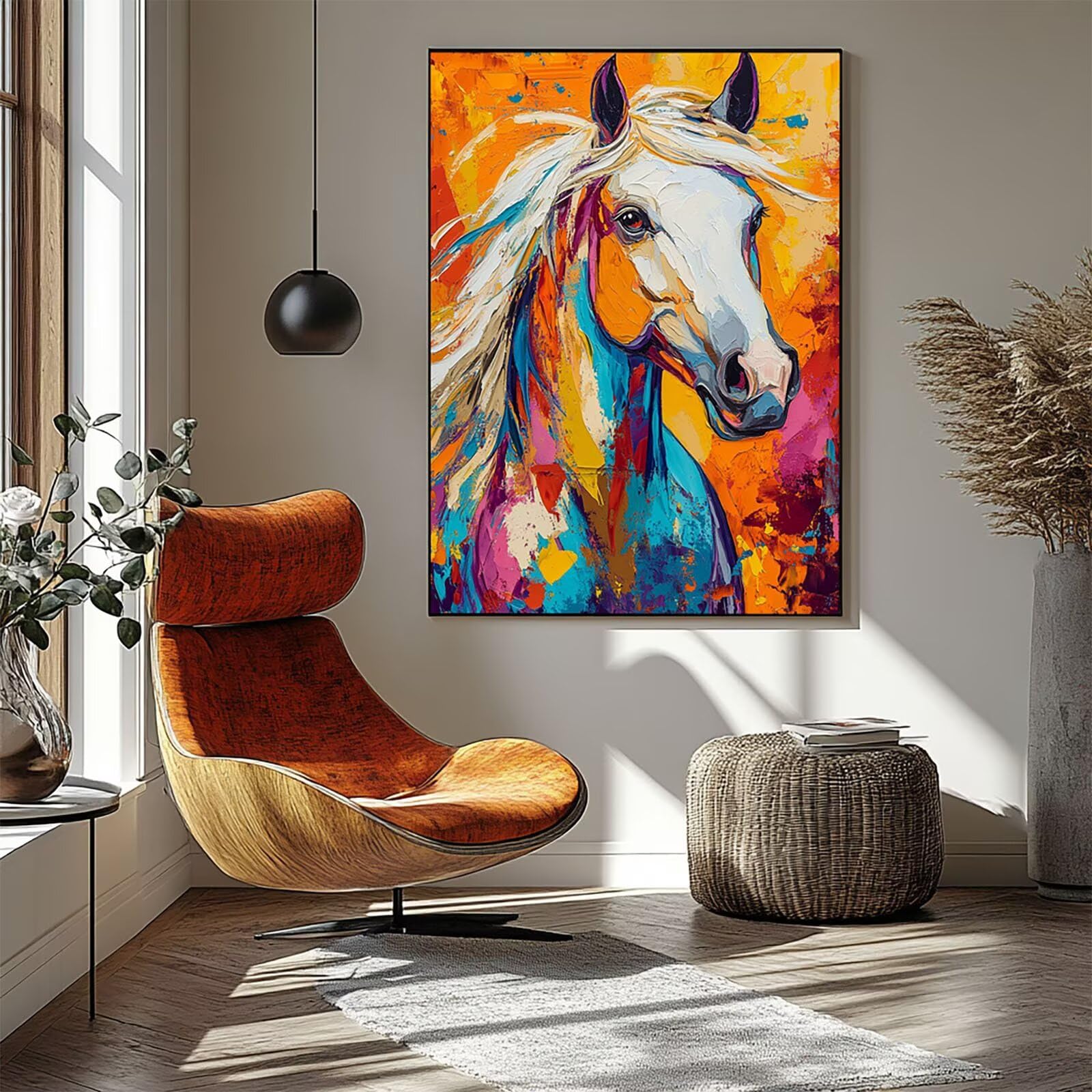Malen Nach Zahlen Erwachsene Tier DIY Set Erwachsene mit Leinwand zum Bemalen Horse 110x80 cm 36 Farben Acrylfarben Set und Pinsel, Malen Nach Zahlen Kinder für Deko Wohnzimmer Geschenke 2YH-0608