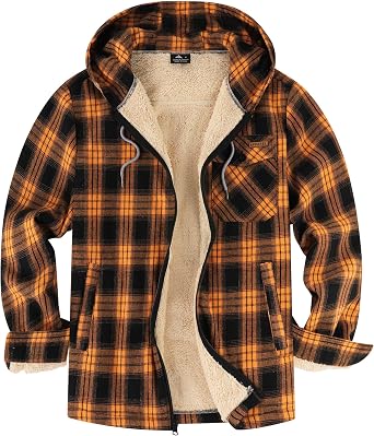 SWISSWELL Mens Sherpa Lined Fleece Shirts Jacket Plaid Flannel Zip Up Hoodies Heavyweight Winter Warm Coat with Pocket