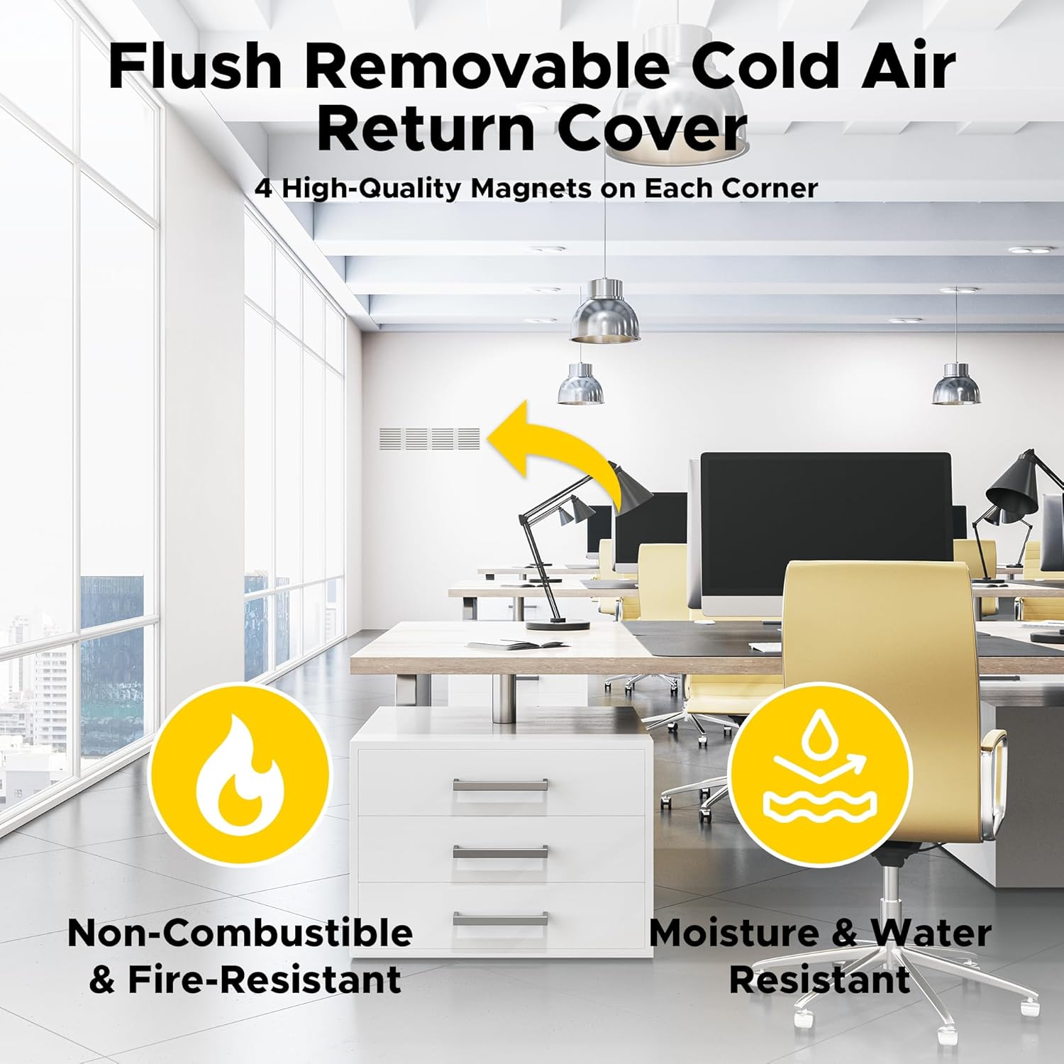 Best 30″ x 8″ Invisagrille Flush Removable Cold Air Return Magnetic Vent Cover for Wall, Fiber Reinforced Cement Board Grill, HVAC Paintable Vent Cover with Impact Resistant Primer, BA-IG-MAG-C