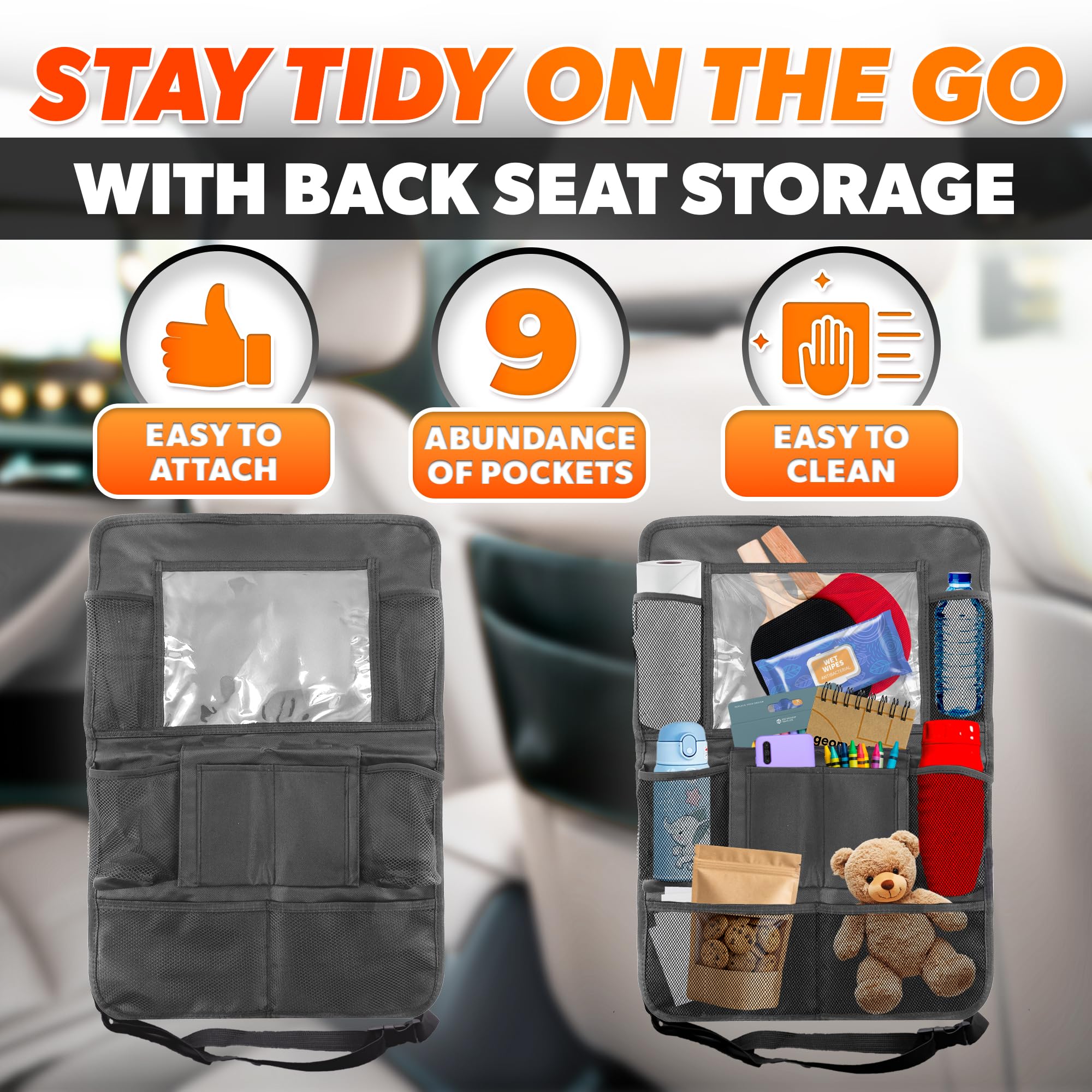 .n Organizador y almacenamiento para asiento trasero de coche, organizador
