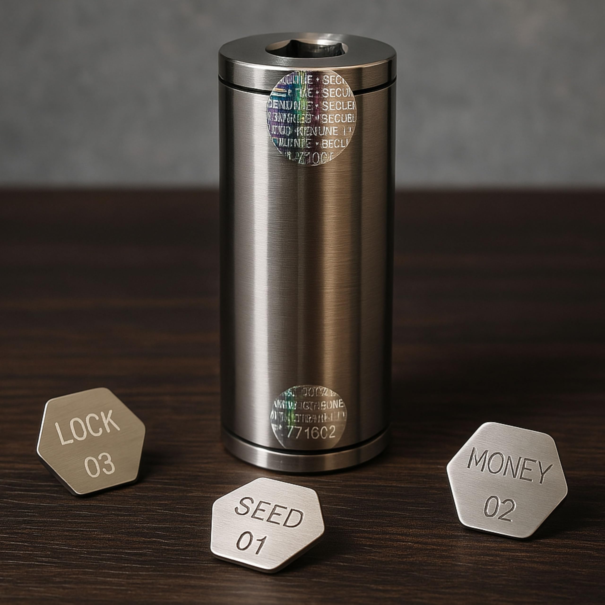 Seed&Lock - Krypto Bitcoin Steel Wallet, Seed Back-Up für Hardware Wallet, Crypto Stahl, Recovery Phrase, Offline Cold Storage, Bitcoin Wallet, Metall, komp. mit Ledger, Trezor, Coldcard