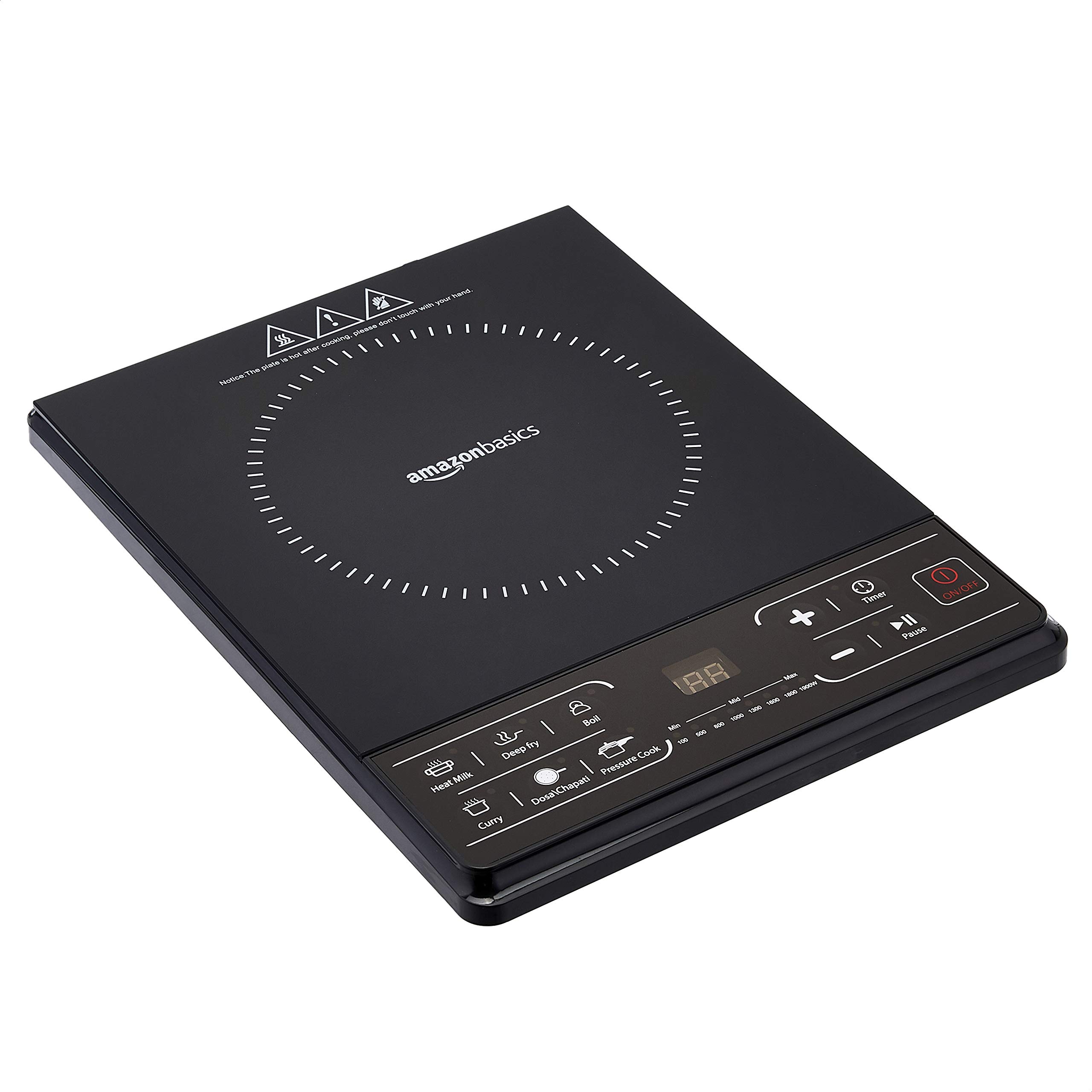 Amazon Basics 1900 Watt Induction Cooktop| 8 Stage Power Settings | Made of Crystal Glass Plate with premium Finish| Black (B07YCCX789) Amazon Price History, Amazon Price Tracker