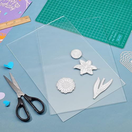 Miniatura 4 de BENECREAT 2 paquetes de almohadillas de corte acrílicas transparentes de 8.2 x 12.5 pulgadas, hoja de plástico acrílico para trabajos de troquelado,