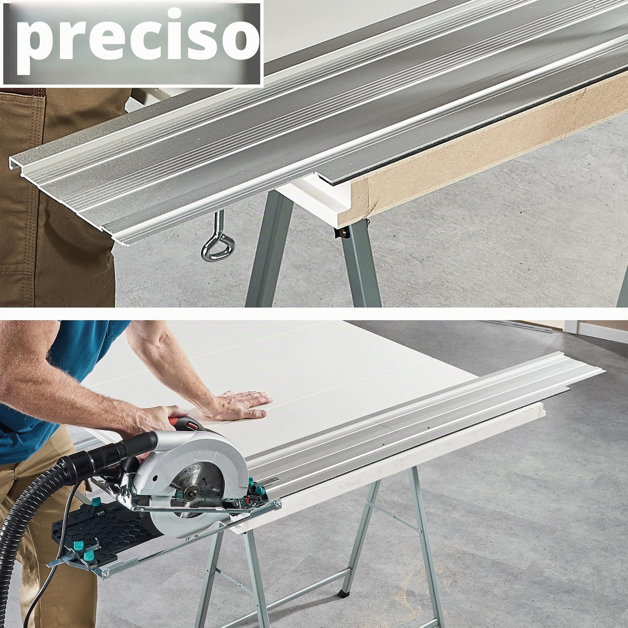 wolfcraft FKS 145 - Guida per Seghe Circolari Manuali - Tagli fino a 110 cm - Per Seghe Circolari a Cavo e a Batteria - 6913000