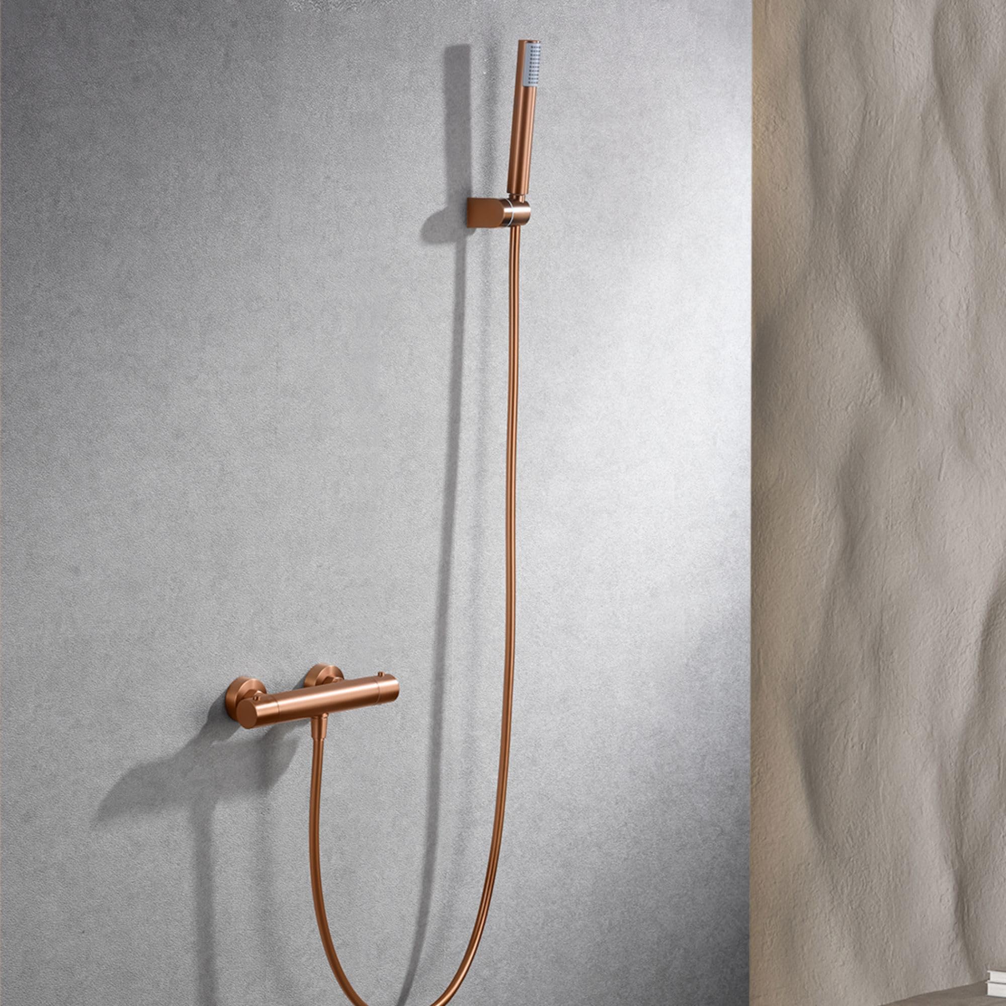 Robinet de douche thermostatique or rose brossé en laiton chic IMEX