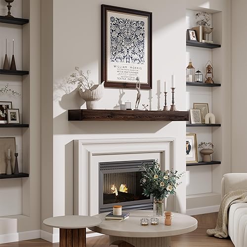Miniatura 7 de Marsmiles Repisa de chimenea de 48 pulgadas, repisas de madera rústicas hechas a mano para sobre chimenea, estantes flotantes montados en la pared