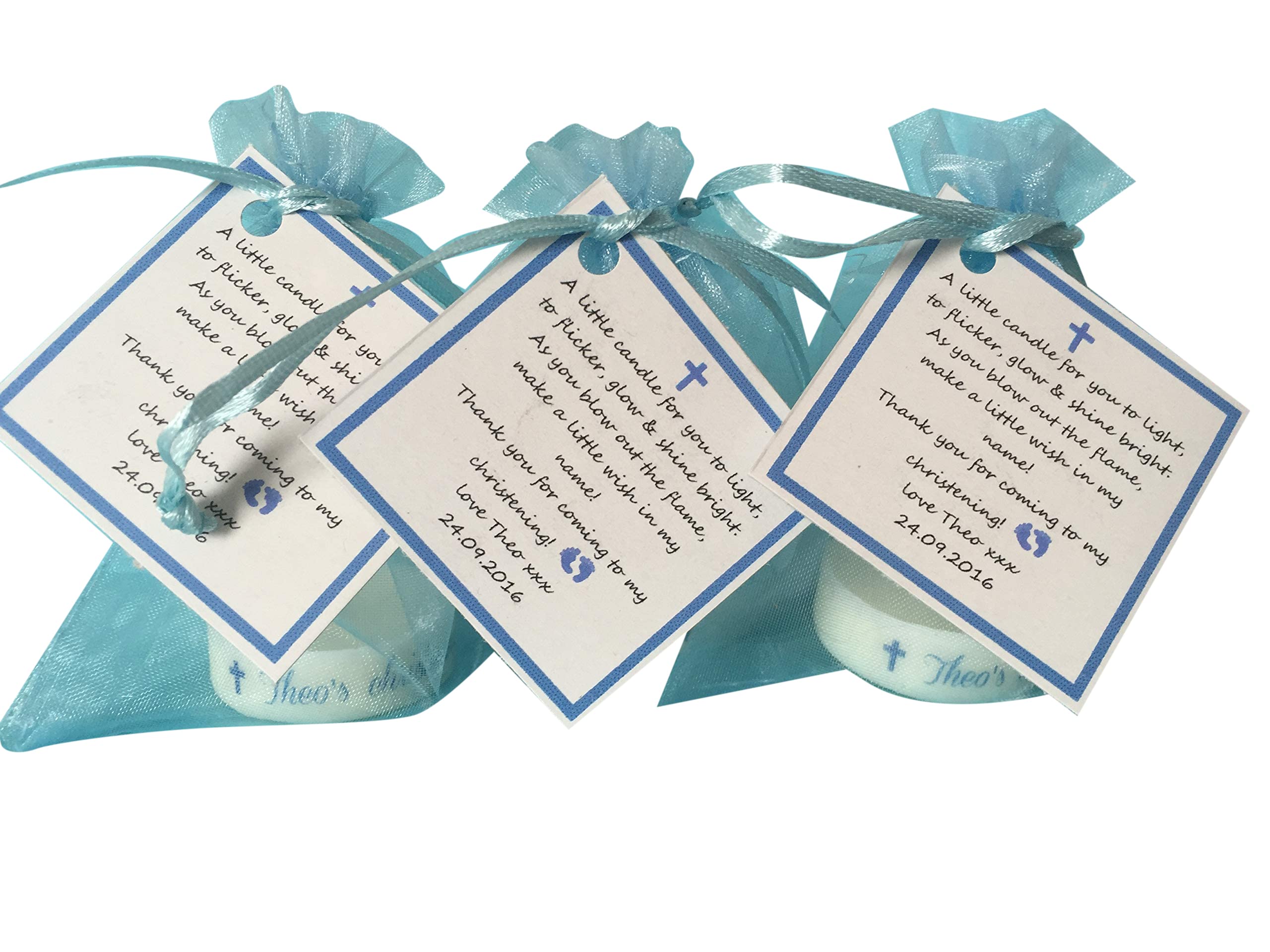 20 x BABY SHOWER CANDLE christening FAVOURS BLUE PINK YELLOW GUEST THANK YOU GIFTS