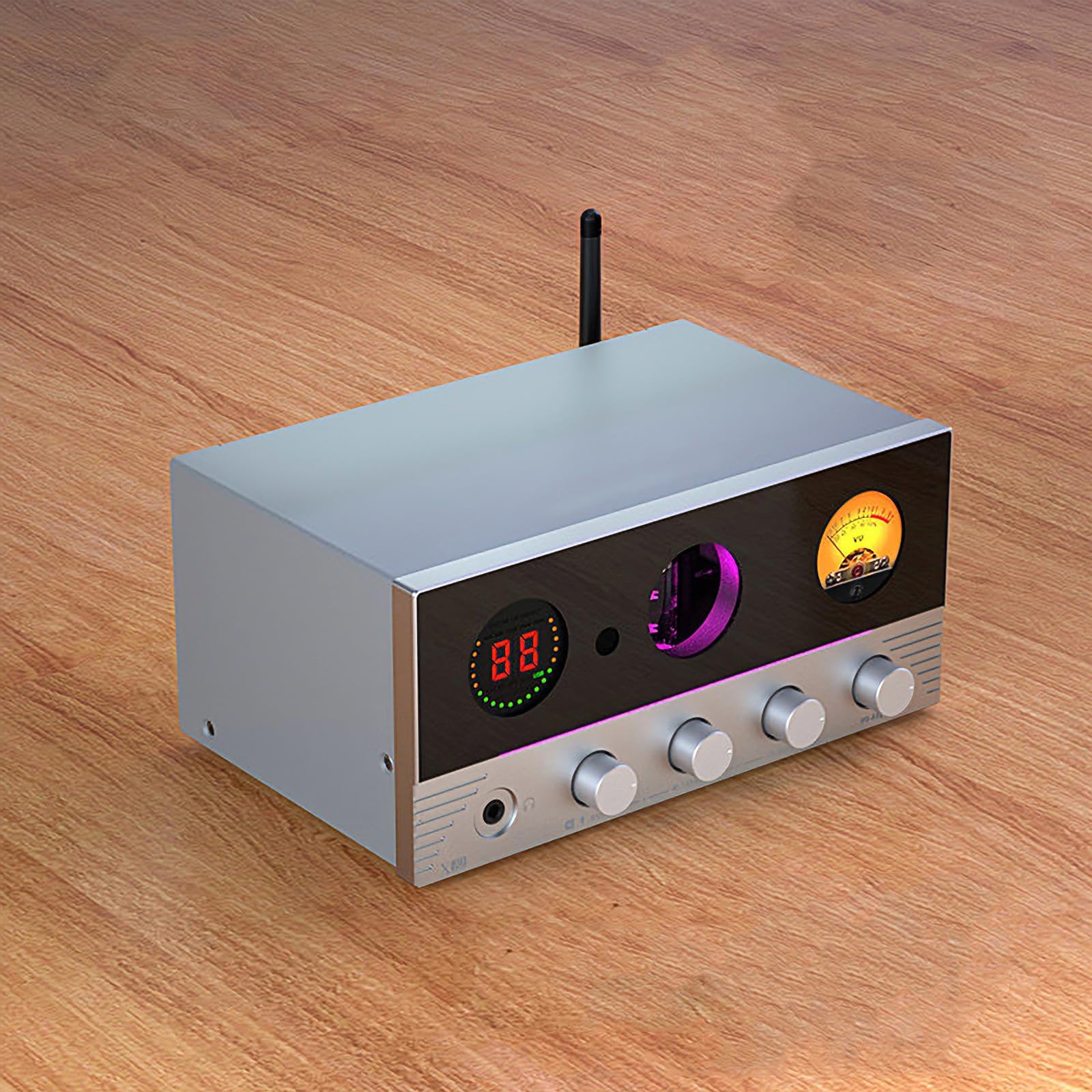Wzmacniacz Słuchawkowy z dekoderem, Bluetooth 5.4, 7 świecących atmosfer, 6 wejść/3 wyjścia audio, pilot w zestawie, idealny do domu