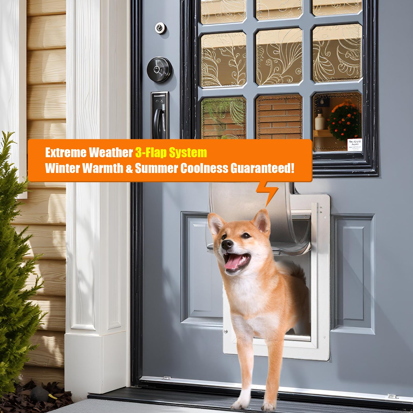 3-Flap PAC11-11039 - Porta per cani di grandi dimensioni con viti, compatibile con porte PetSafe Freedom Doggie, 25,4 x 40,3 cm, lembo di ricambio per porta per animali domestici per estrema