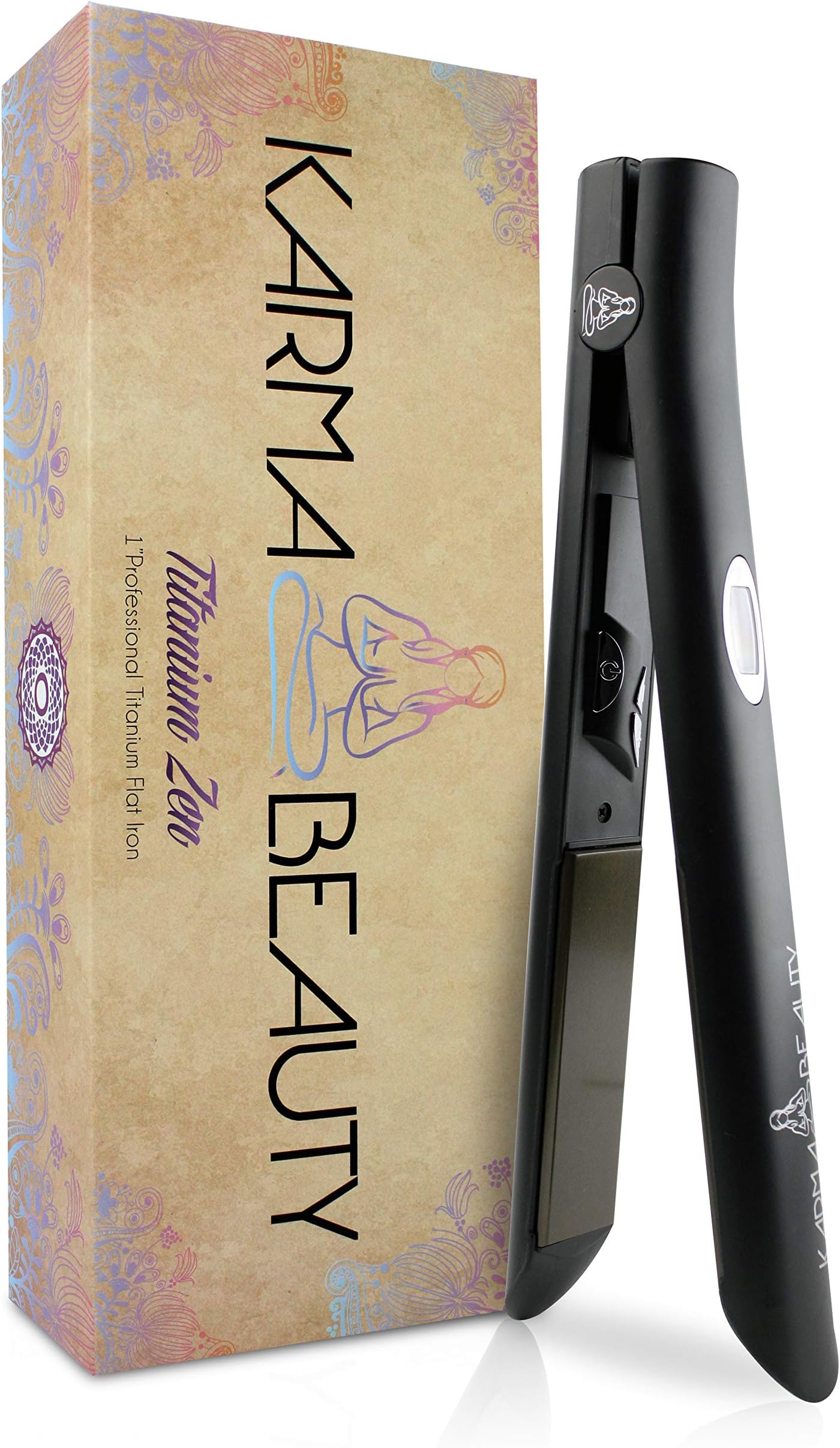 Titanium Hair Straightener | 1'' Flat Iron | LCD Screen | Auto Shut-Off | Heats Up Fast | Great for Keratin Treatment | Cool Tips for Easier Use | Dual Voltage | Karma Beauty |