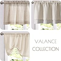 Vista 8 de Jinchan - Cenefa de Lino Rayado para Ventanas de 16 Pulgadas, Cortinas Oscuras para Pequeñas Ventanas, Cenefa de Doble Capa Estilo Granja para Sala