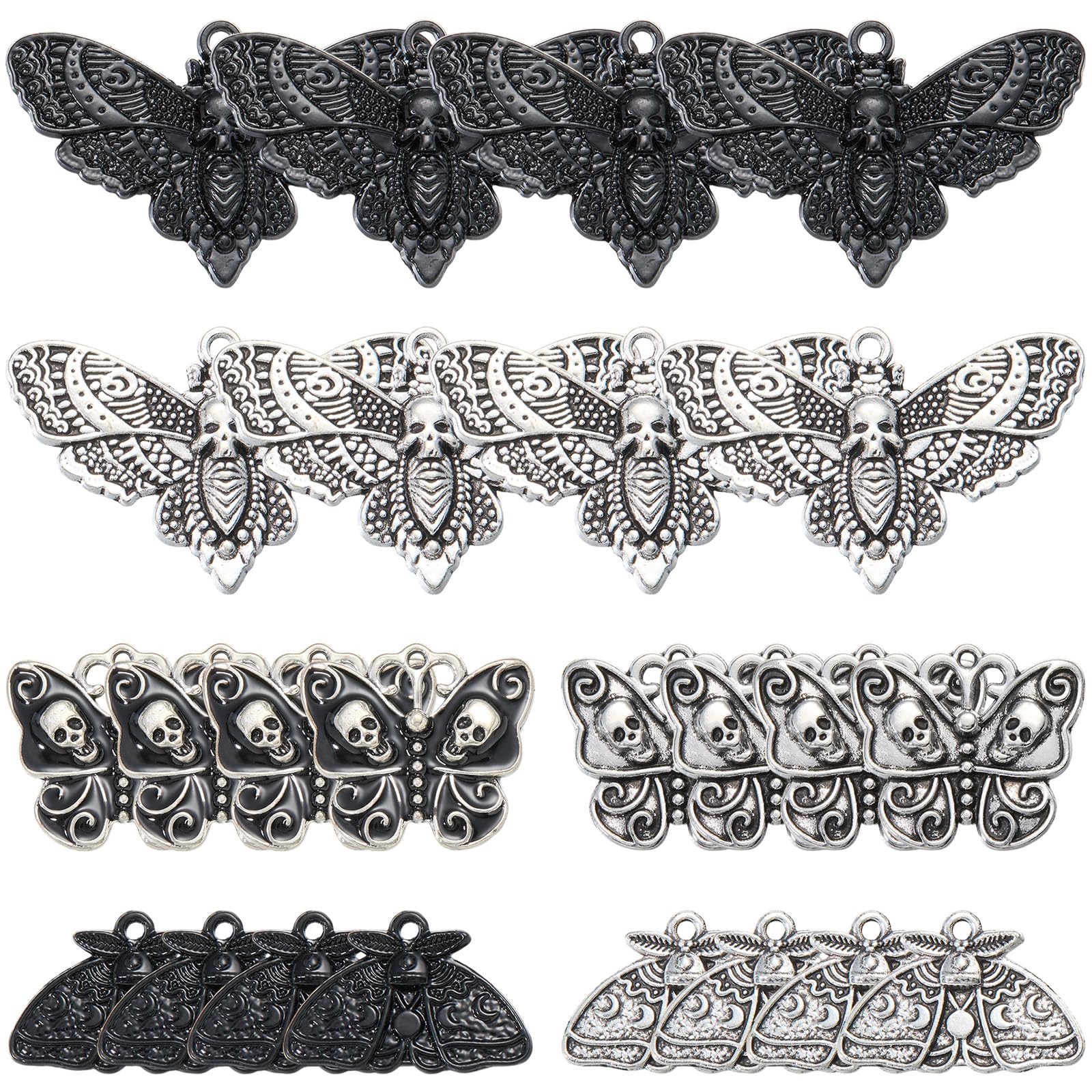 COGCHARGER Gothic Halloween Charms for Jewellery Making, 24 Pcs
