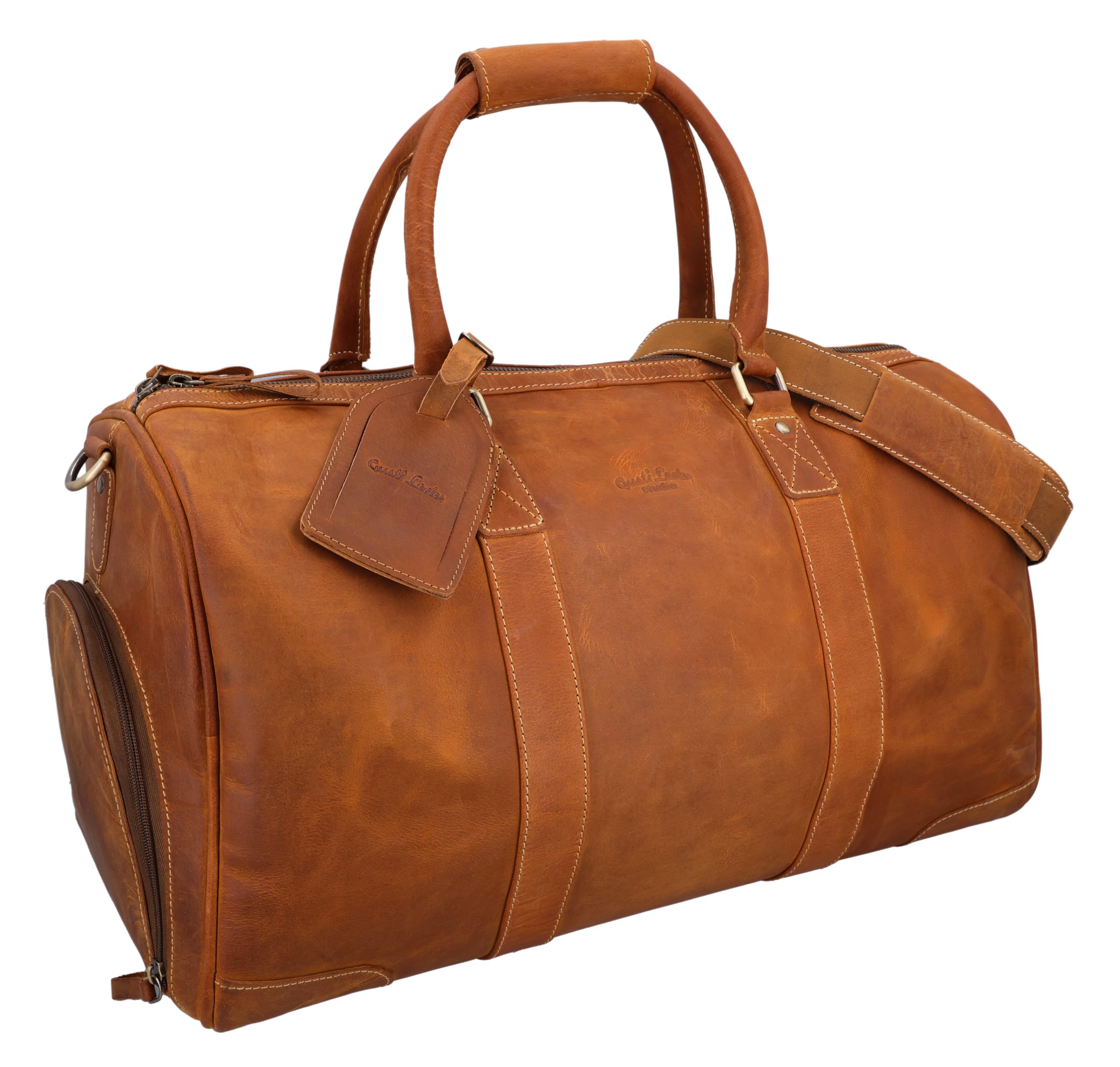 Gusti Leder Reisetasche Davide - Weekender Herren mit Schuhfach für Damen & Herren - Leder Reisetasche als Boardtasche Umhängetasche Braun