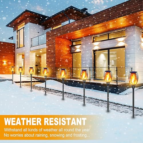 Miniatura 5 de Linterna solar grande con llama parpadeante, luces solares ultrabrillantes mejoradas para exteriores, decoraciones de paisaje, iluminación de