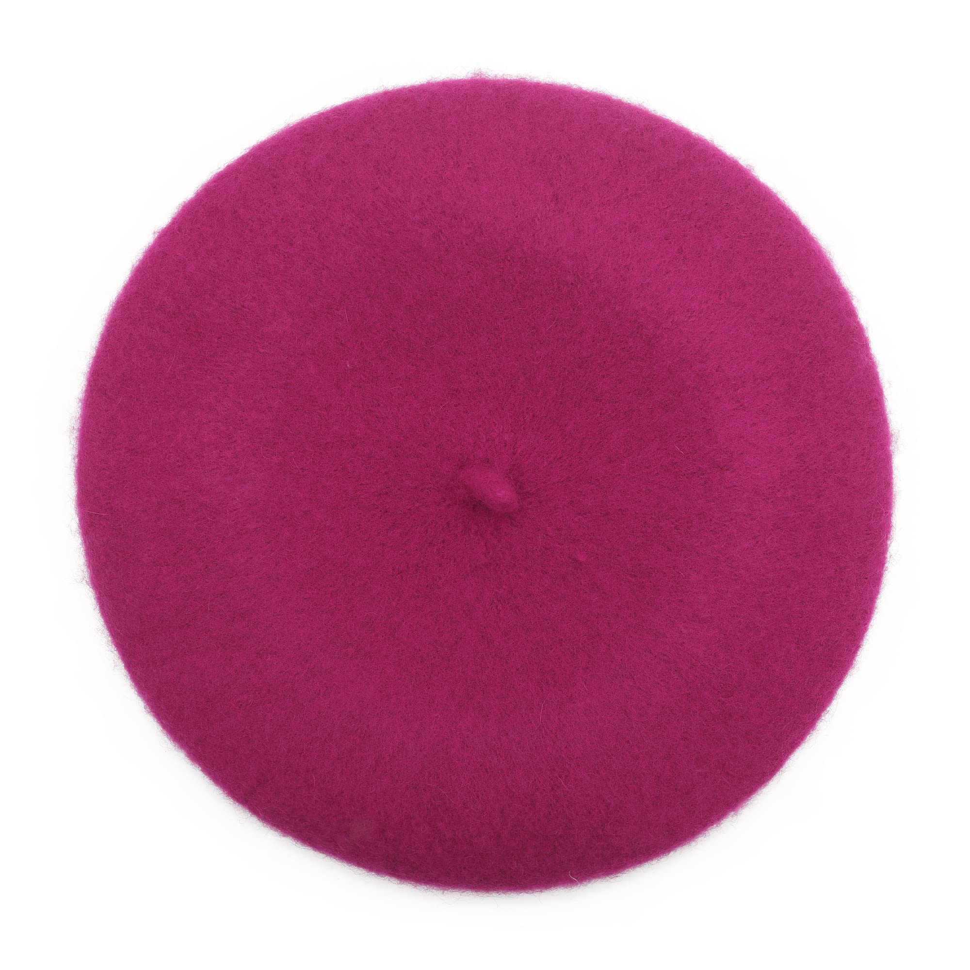 ZLYC Classic Wool Beret for Girls Boys Modern French Artist Raspberry, One Size - Image 2