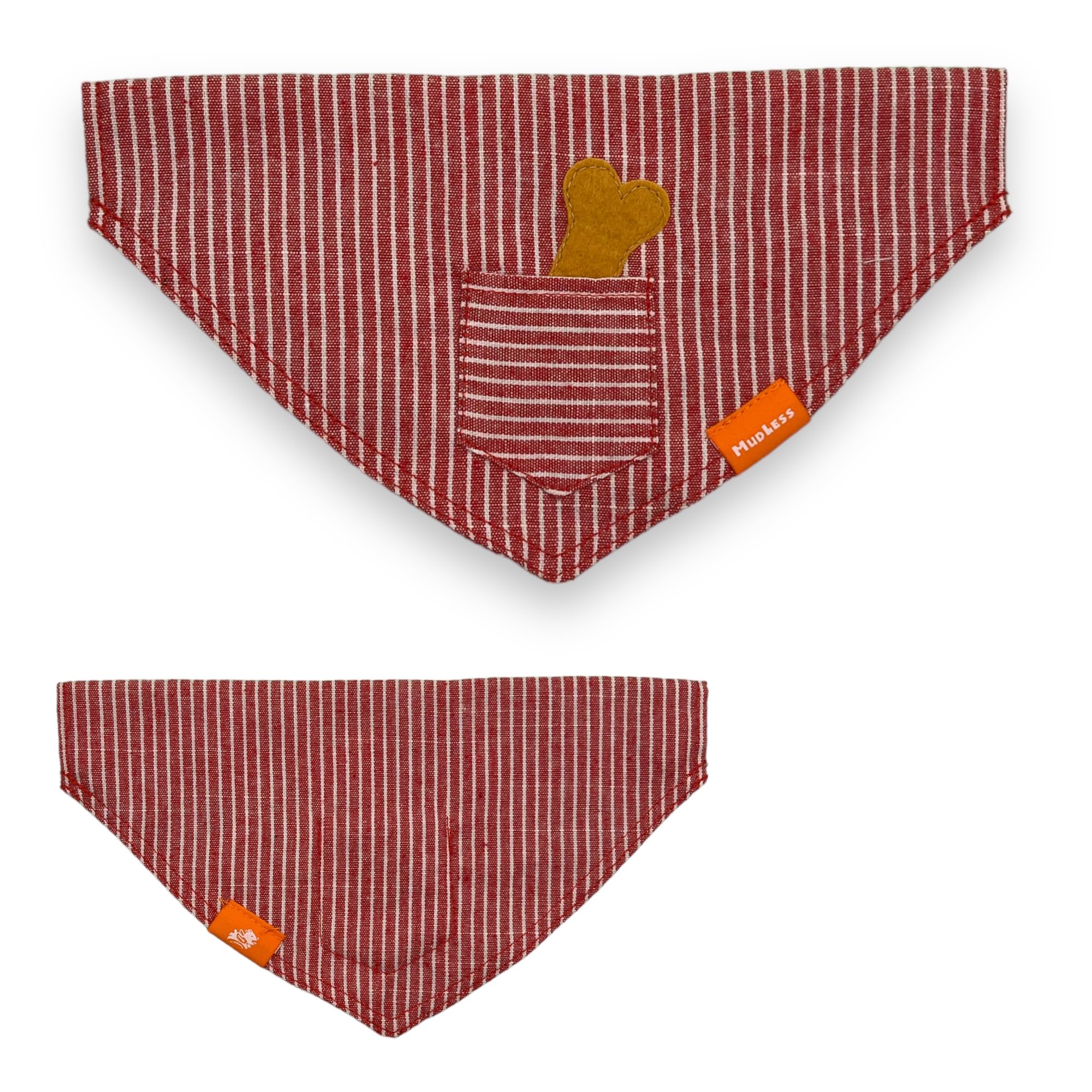MUDLESS Pañuelo para perro, bufanda para mascotas, pañuelo triangular, cómodo y transpirable (M, bolsillo de hueso - rejilla roja)