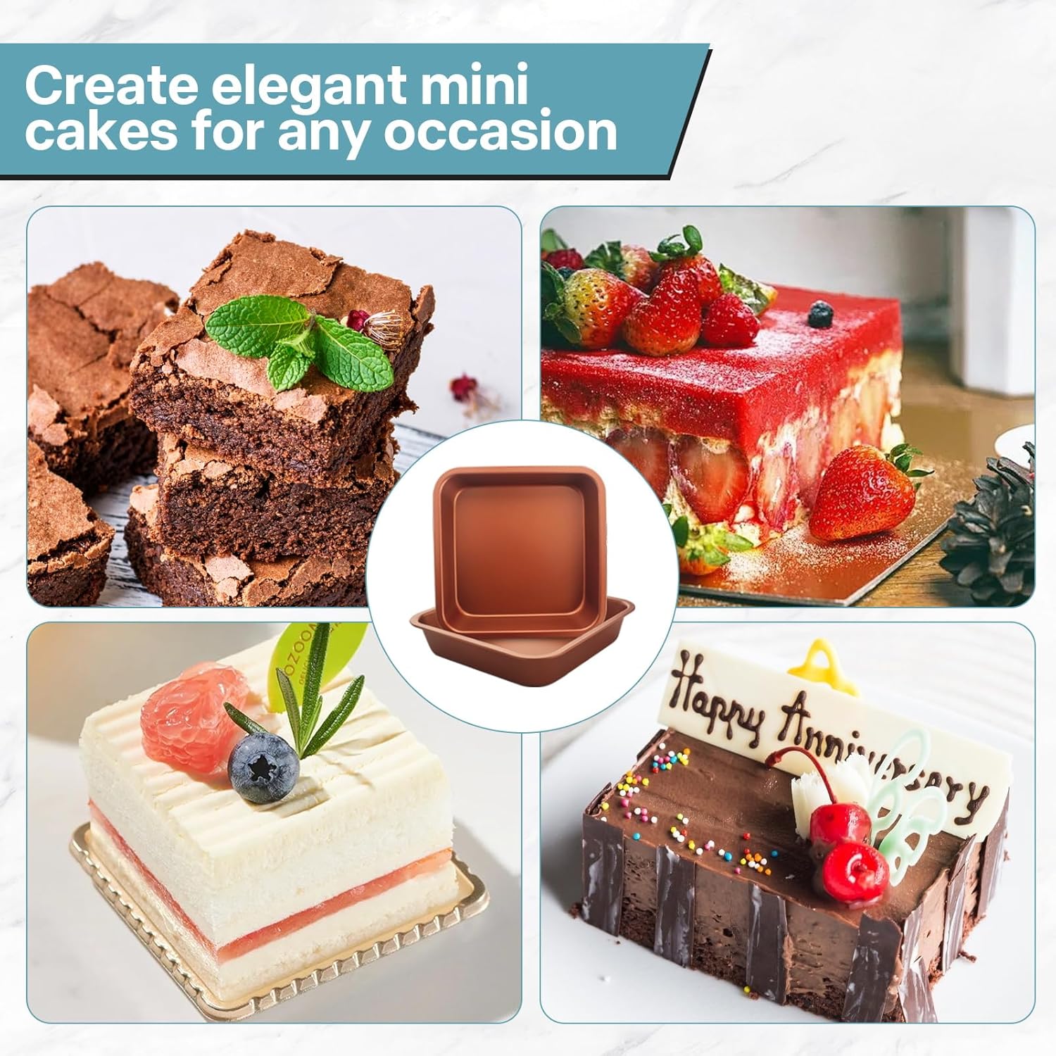 2-Pack 8 inch Square Cake Pan, 8x8 Baking Pan, Cornbread Square Baking Pan, Perfect for Brownies, Lasagna,Oven Safe - Image 5