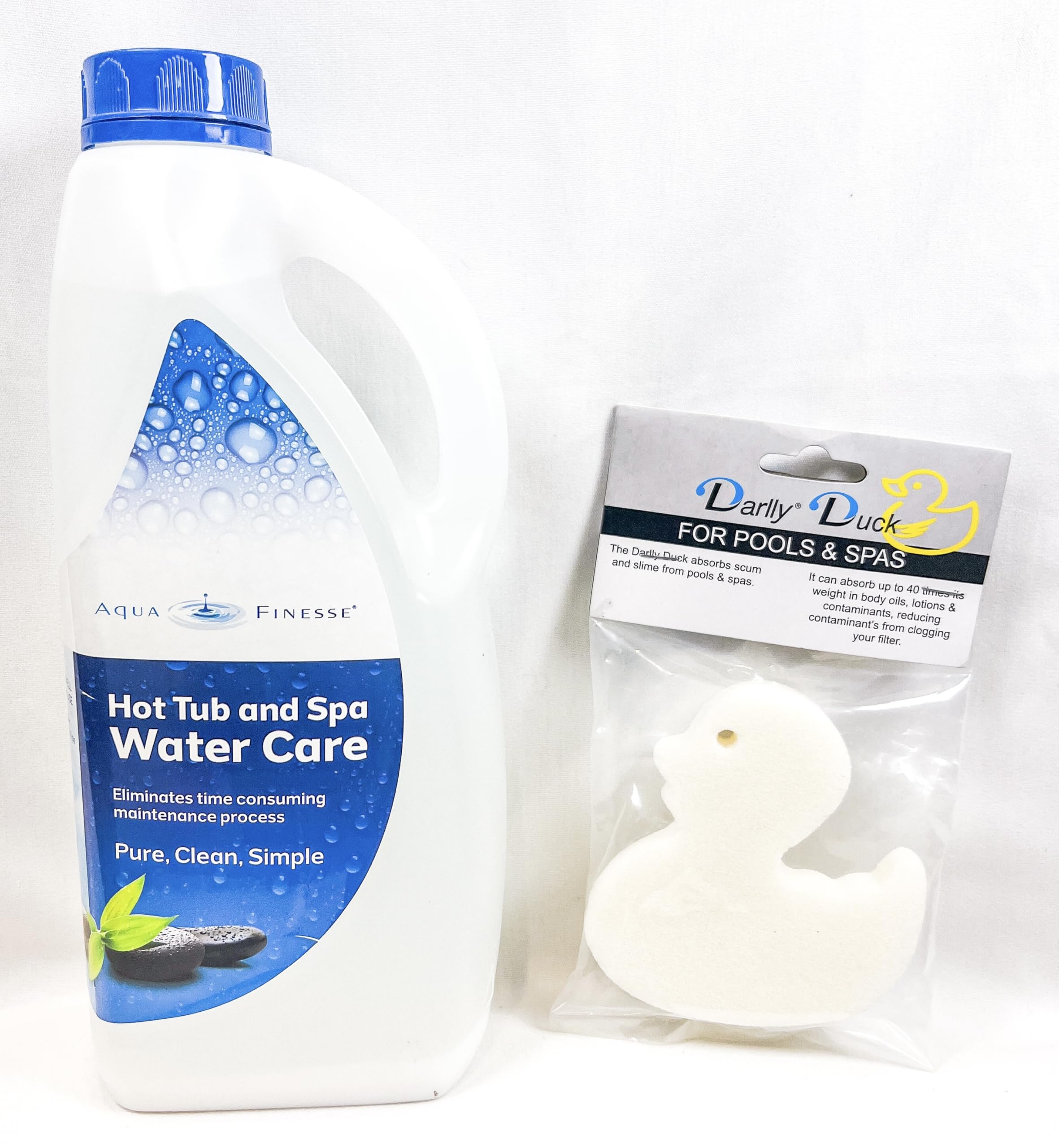Spa & Sauna Parts Aqua Finesse® Solution Service Pack Refill Bottle, 2 L with Free Darlly (Oil Absorb) Duck