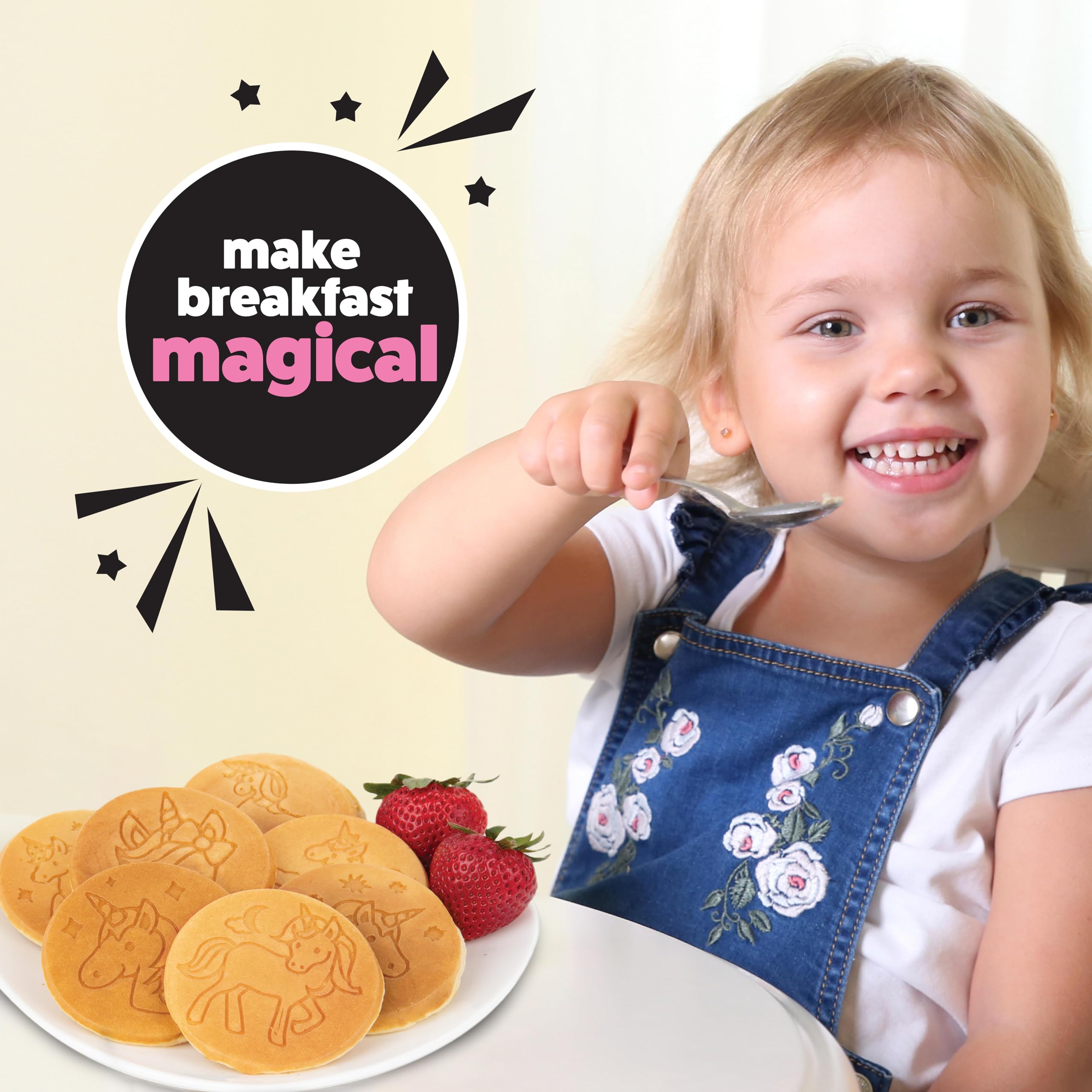 Mini moule à crêpes licorne – Faites 7 licornes Flapjack uniques, moule à gâteau anti-adhésif pour le petit déjeuner amusant et facile à nettoyer, friandises d'anniversaire magiques ou cadeau pour