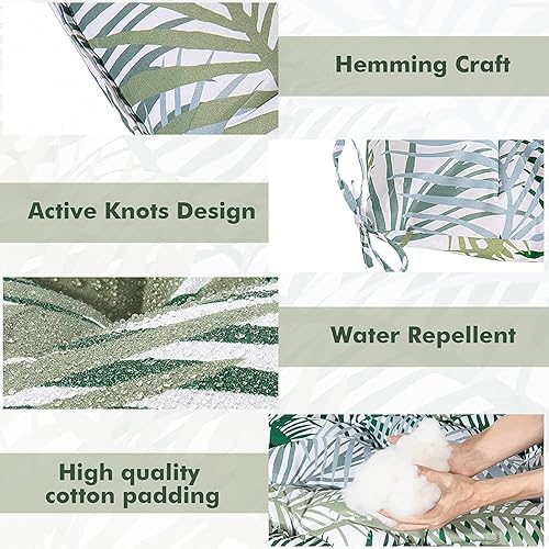 Miniatura 10 de ZUINUDNG Cojín de banco antideslizante para interiores y exteriores, cojines de jardín suaves con respaldo y lazos, almohadillas antideslizantes,