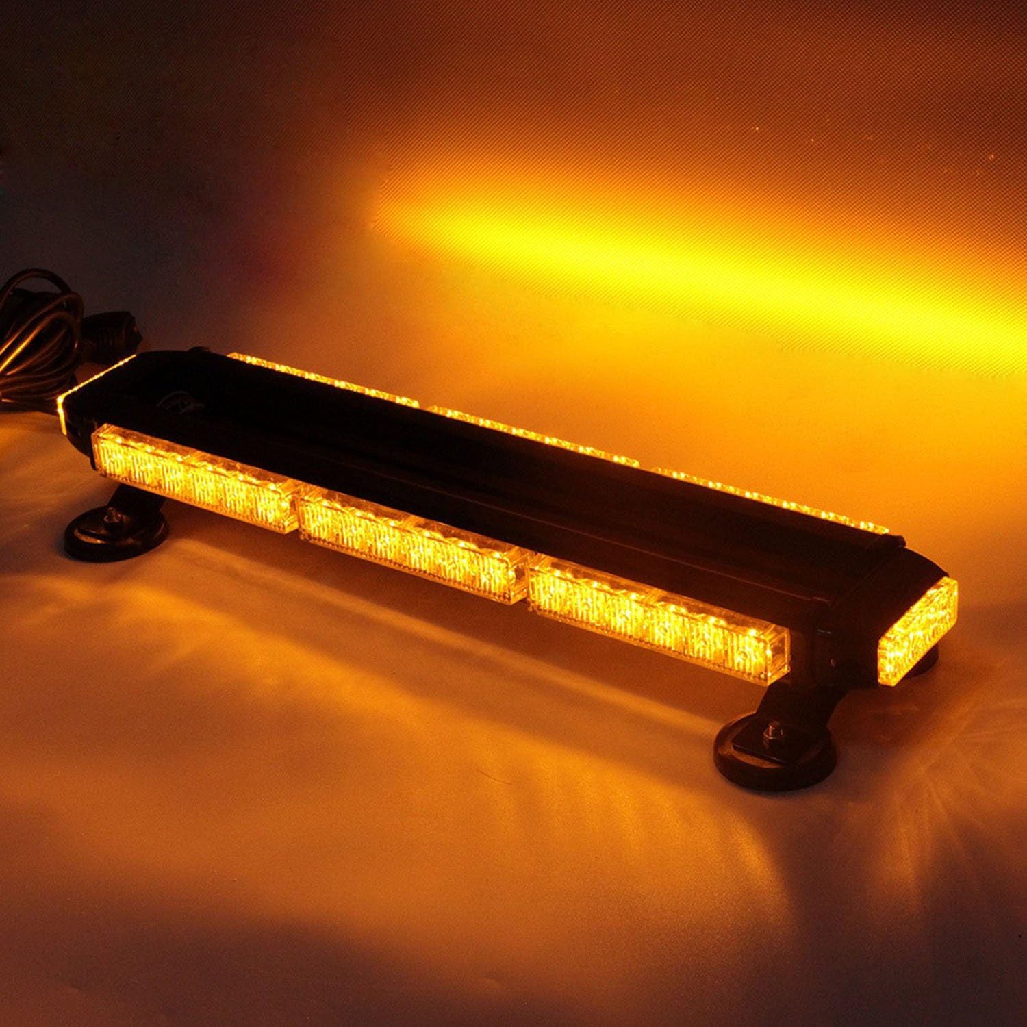 21 Inch 42 Led Strobe Flashing Light Bar Double Side Emergency Hazard Warning Lighting Bar with Magnetic for Car Truck Roof Safety-Amber(3-Bar)