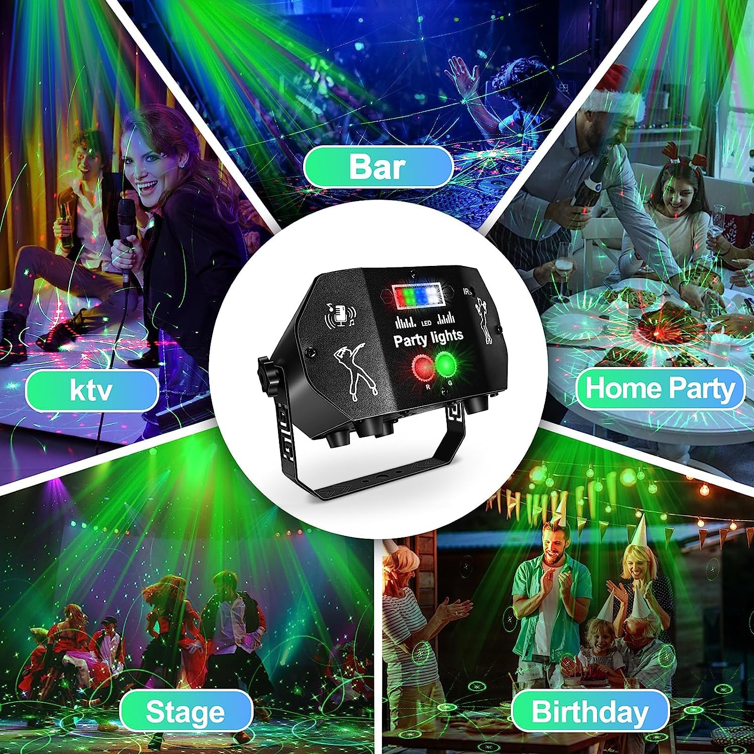 Anykuu Luces de fiesta Luces de discoteca LED RGB luz discoteca con control remoto y Sonido Activado luces dj para Casa,Fiesta, Cumpleaños, Bar, Navidad