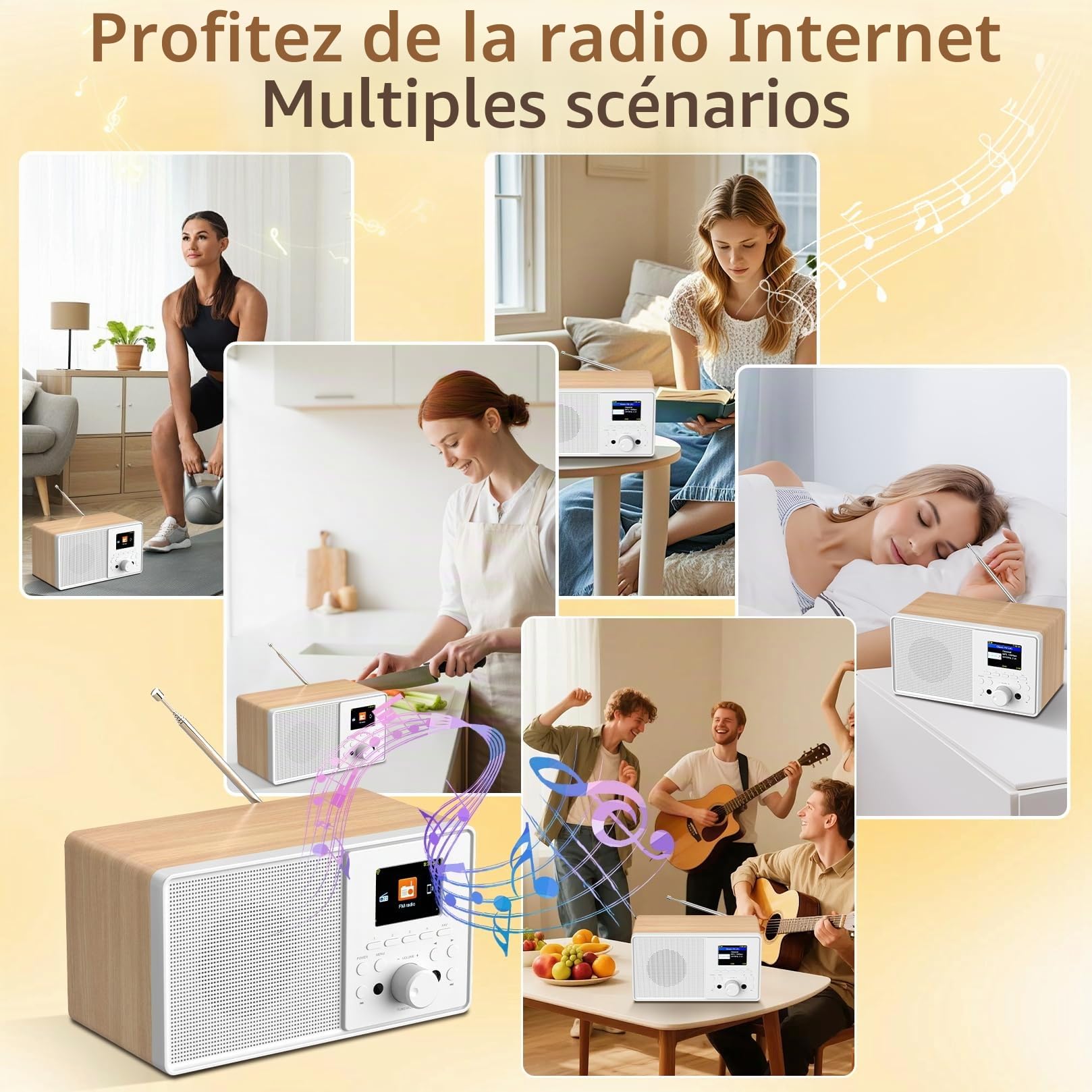 Radio Internet WiFi Dab+ avec Bluetooth 5.3 et écran Couleur