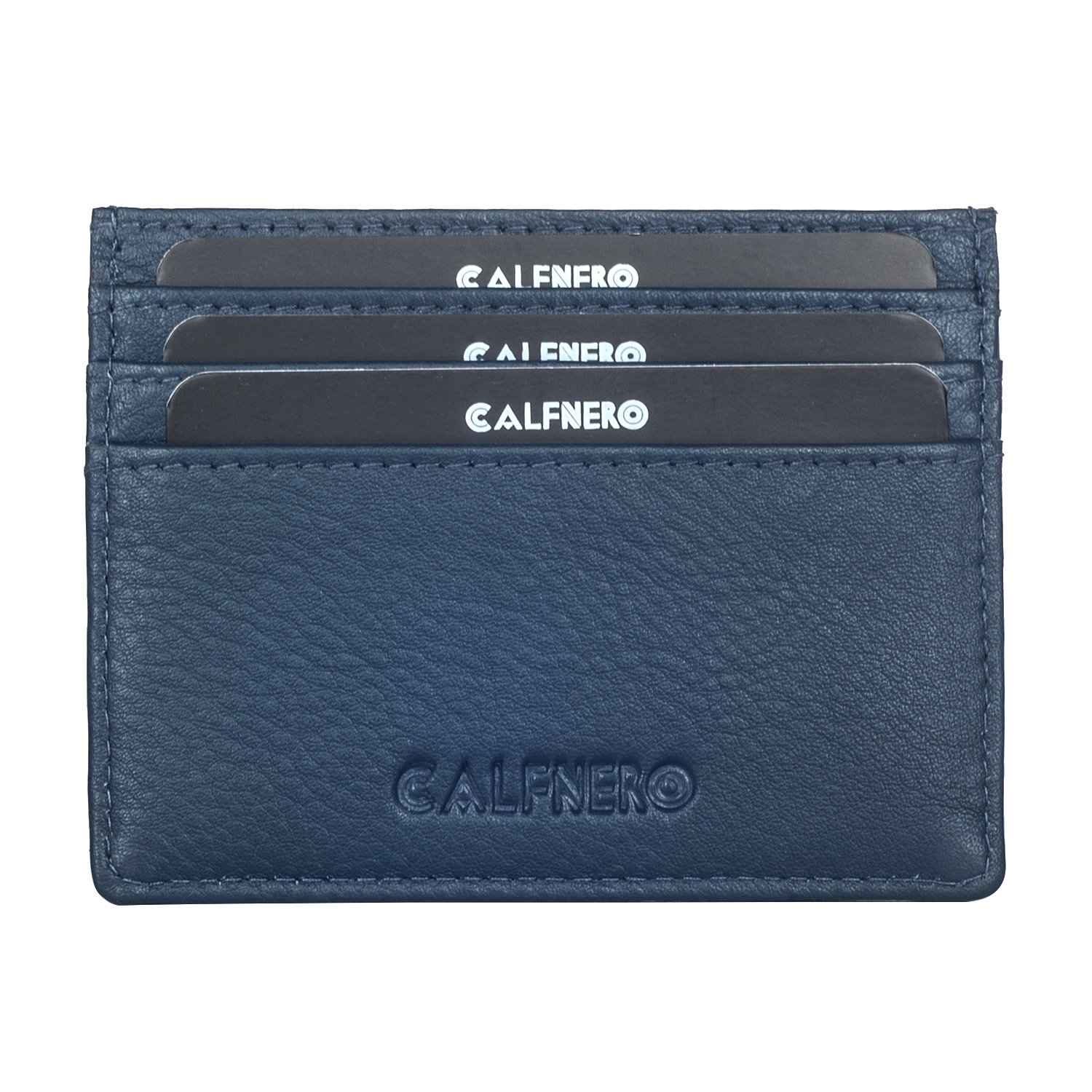 calfnero Genuine Leather Card Holder-Multiple Card Holder with ID Slots-Navy Leather Card Case-picture-36