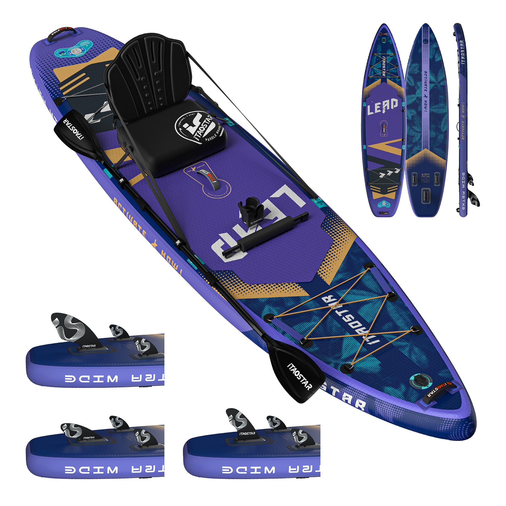 iTAOSTAR Lead 12' × 35"/11' × 33" Stand Up Paddle Board, Inflatable SUP Board with 5 Fins Stable Design for Youth, All Skill Levels, Lakes, Oceans