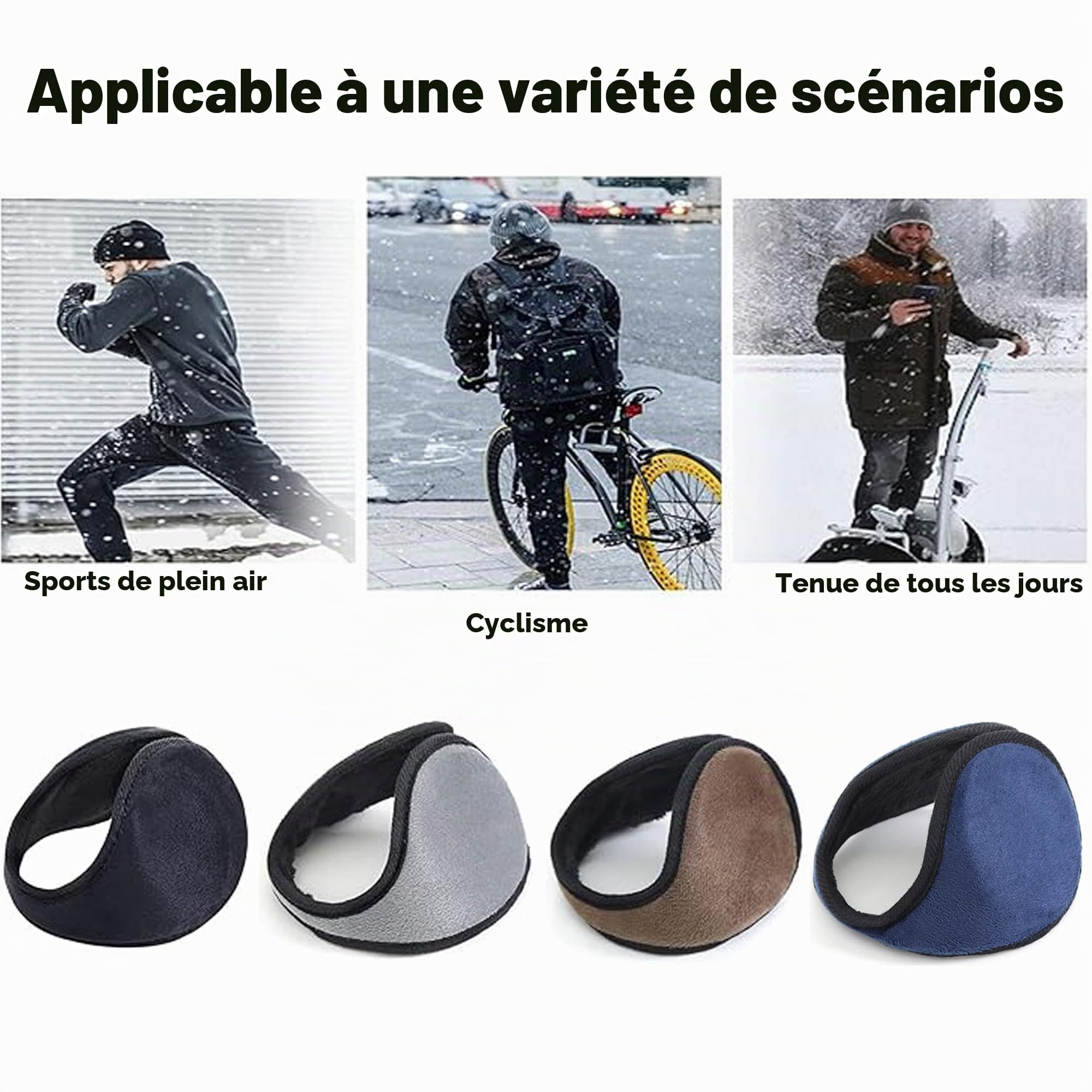2 Pièces Cache-oreilles, Cache-oreilles Pliable et Extensible en Polaire, Chauffe-Oreilles Cache-Oreille en Polaire Hiver, Pour L'extérieur, Le Cyclisme, la Course à Pied, le ski