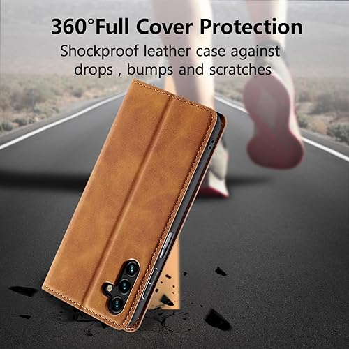 Miniatura 3 de EYZUTAK Premium PU Cuero Flip Folio Caso para Samsung Galaxy A54 5G, Cierre Magnético Funda Protectora Kickstand Tarjeta Ranura De Efectivo A Prueba