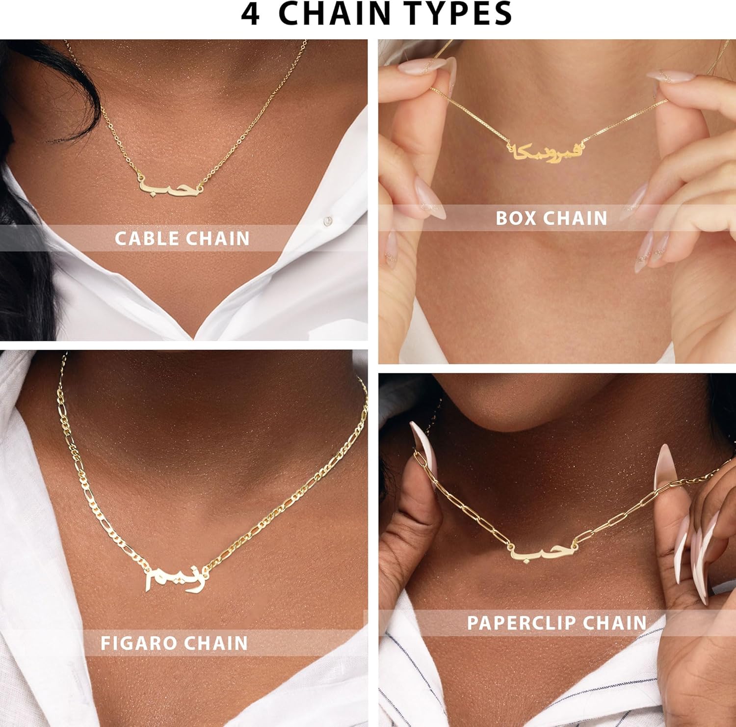 Arabic Name Necklace Personalized Any Name Sterling Silver Or Gold/Rose Plated 18k