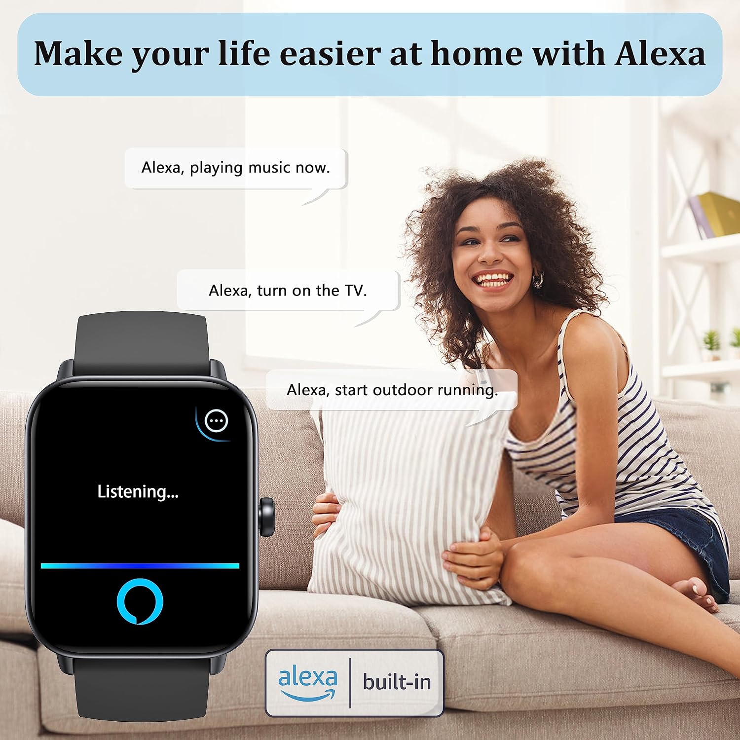 KALINCO Smart Watch for Women Men (Answer/Make Call), Alexa Built-in, 1.8" Fitness Tracker Watch with Heart Rate/SpO2/Stress & Sleep Monitor, 100+ Sport Modes, Swimming Smartwatch for Android iOS