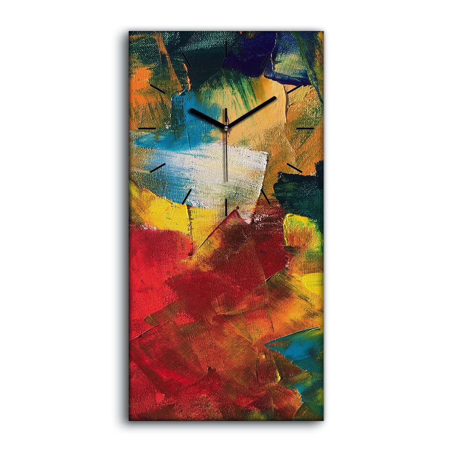 Horloge sur toile 30x60cm tableau abstrait silencieux pour salon