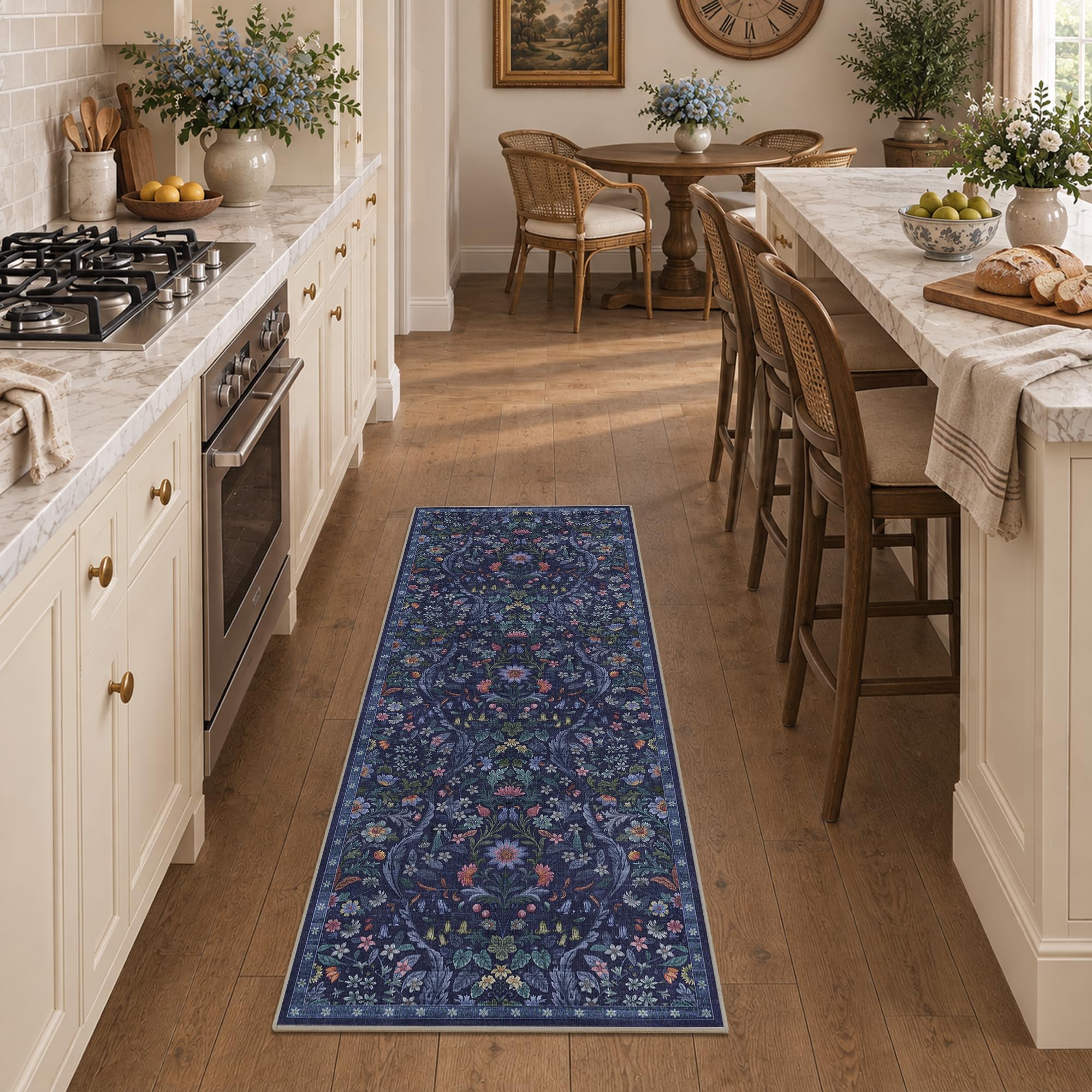2x5 Floral Runner Rug for Hallway Washable Kitchen Runner Rug