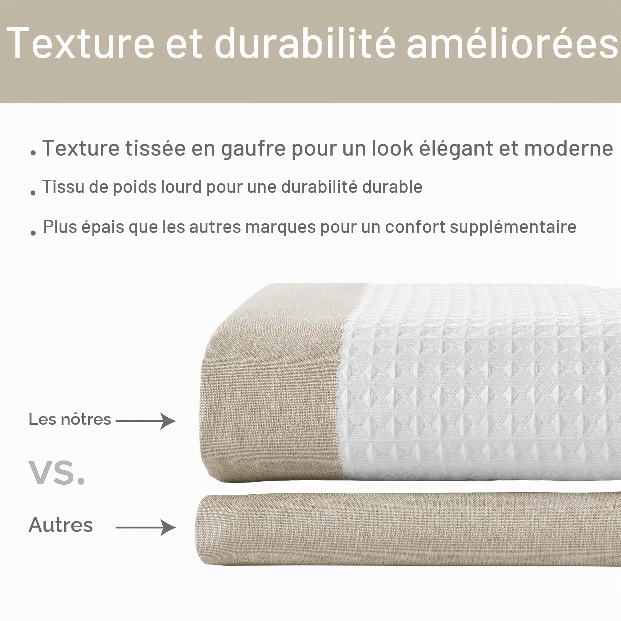 Madison Park Rideau de Douche à Tissage gaufré à Rayures pour Salle de Bain avec Gestion de l'humidité Scotchgard 3 M, qualité Spa, Moderne, Standard, 182,9 x 182,9 cm, Taupe