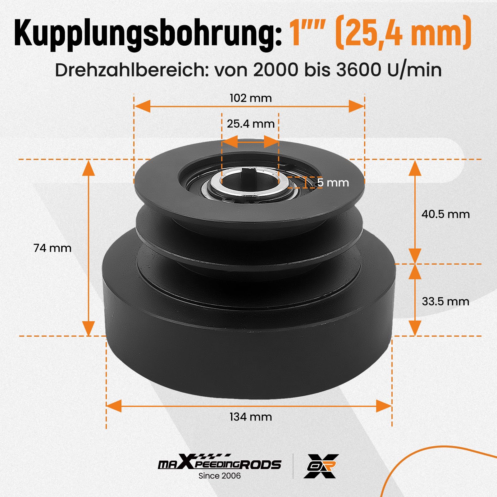 maXpeedingrods Kupplung Centrifugal Clutch Pulley 25.4mm für 8-16HP Engine 2000-3600 RPM