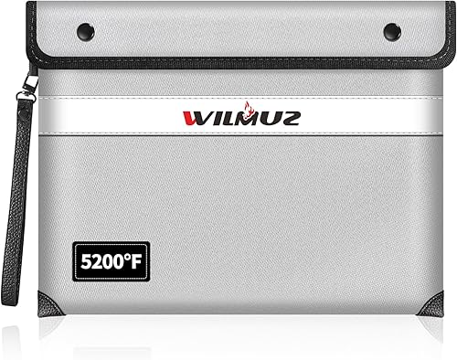 Miniatura 16 de Bolsa de documentos ignífuga con aislamiento térmico de 5200°F con cremallera, 13.9"x10.6" bolsa impermeable e ignífuga con tira reflectante, 8