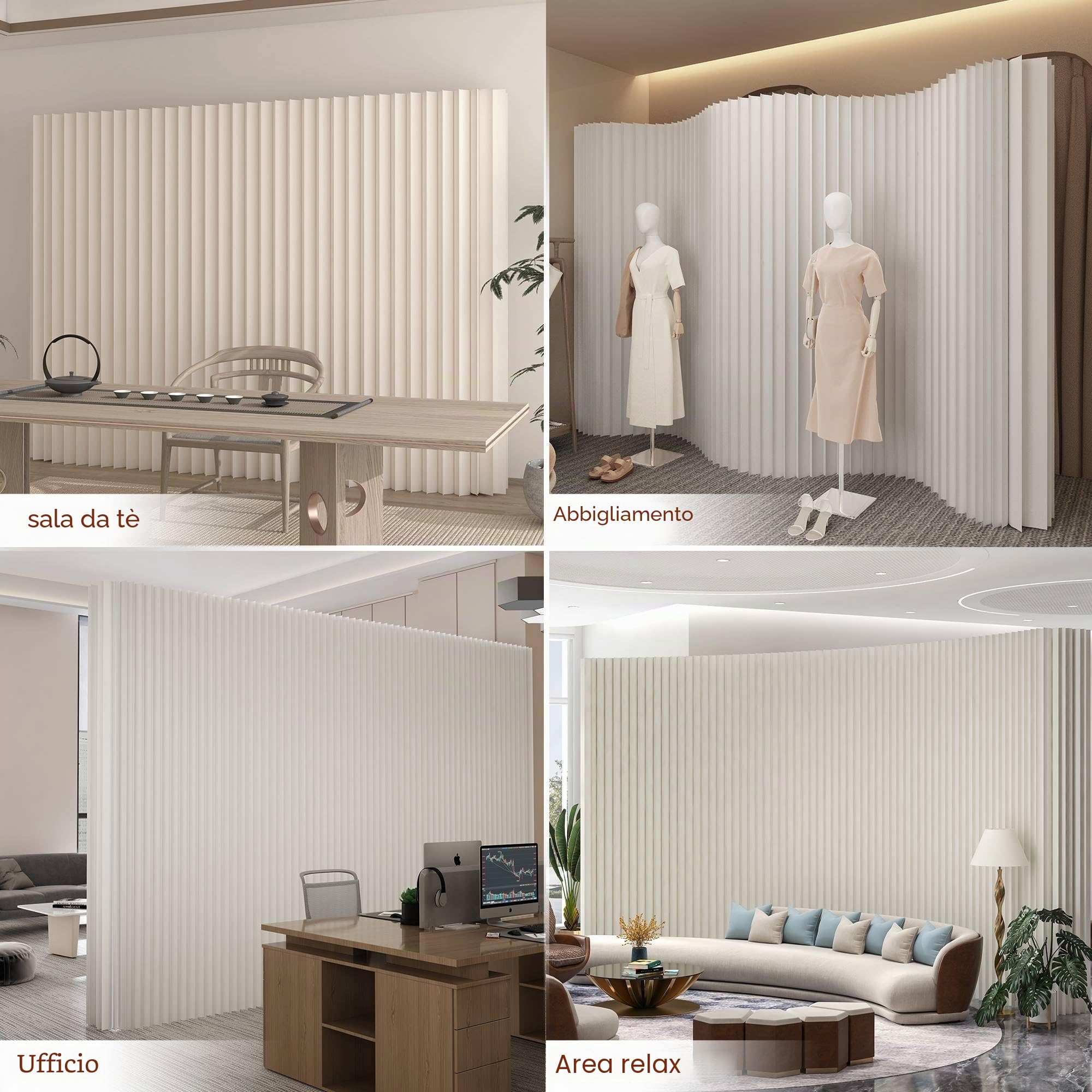 Divisori di Stanza in Carta Schermi Separatore Pieghevole Privacy Interno Pareti Divisorie per Ufficio, Studio, Dormitorio, Dimensioni Personalizzate(L2xW0.28xH1.6M)
