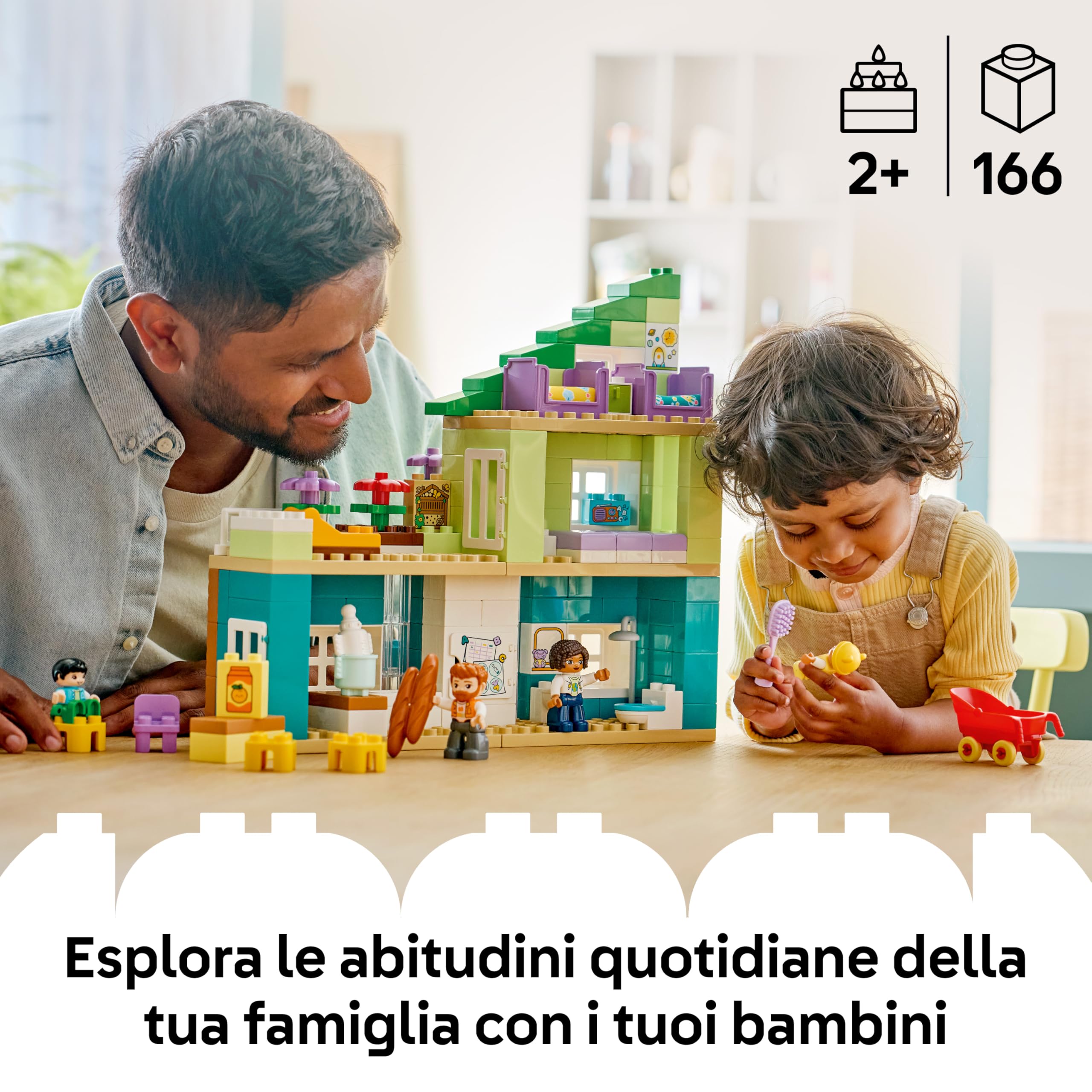 LEGO DUPLO Casa Familiare Moderna 3 in 1 con Personaggi - Giocattolo Didattico per la Motricità Fine - Giochi Montessori con Casa delle Bambole - Regalo per Bambine e Bambini da 2 Anni in su - 10470