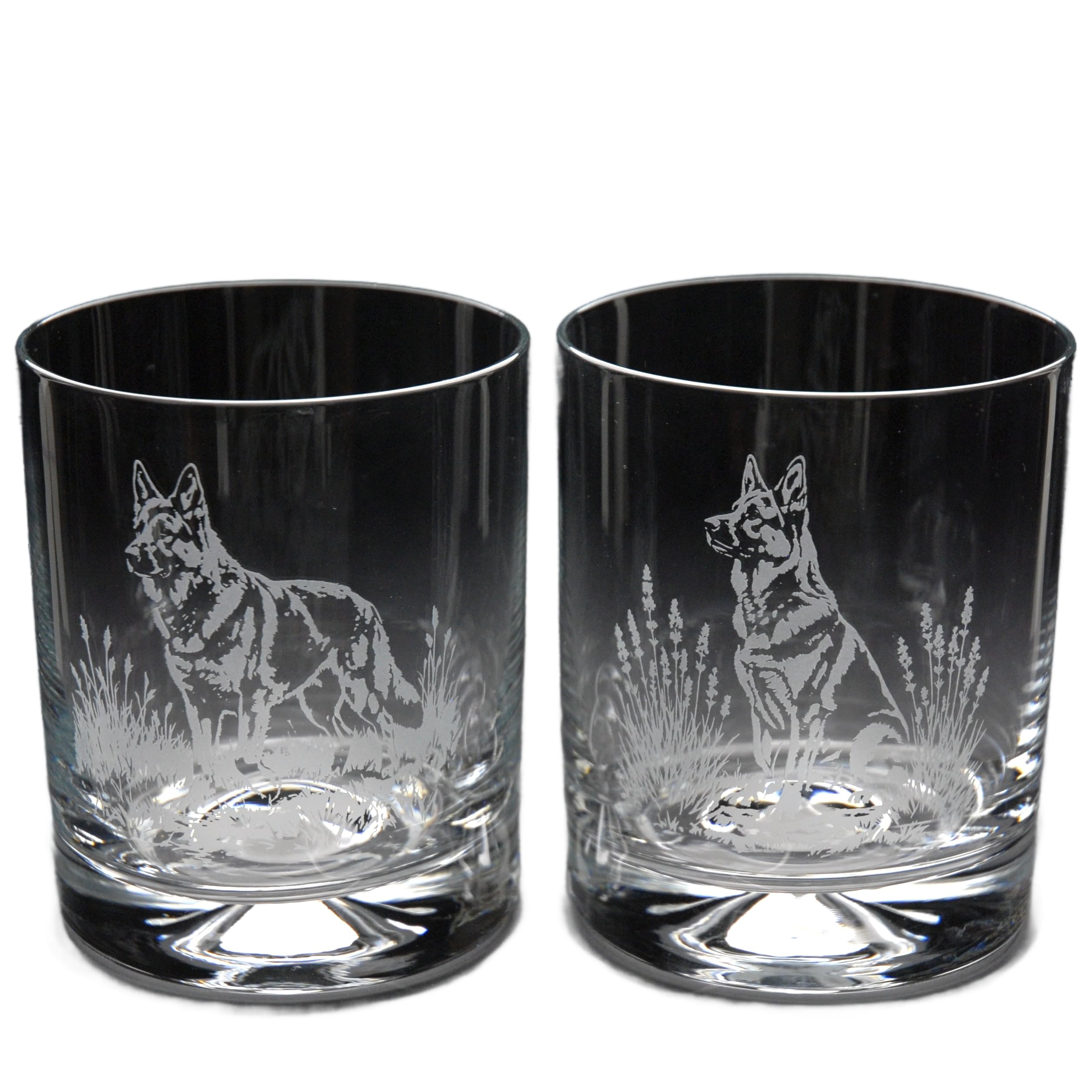GLYPTIC Glass Art German Shepherd Dog Placement Hand Etched/Engraved Whiskey Tumbler Glass โ image 1