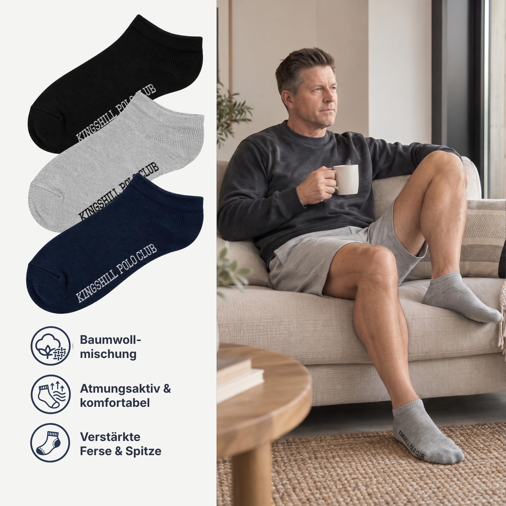 KINGSHILL Sneaker Socken Herren 36er Pack Ankle Socks im 39-42 und 43-46