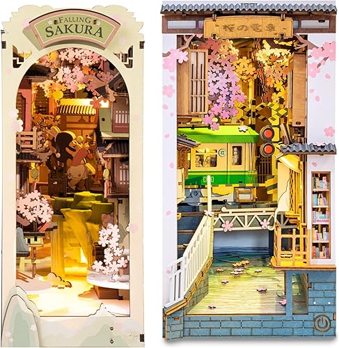 Rolife Kits de rincón de libros de bricolaje LED decorativo para estantería, kit de modelo en miniatura, rompecabezas 3D de madera para adultos,